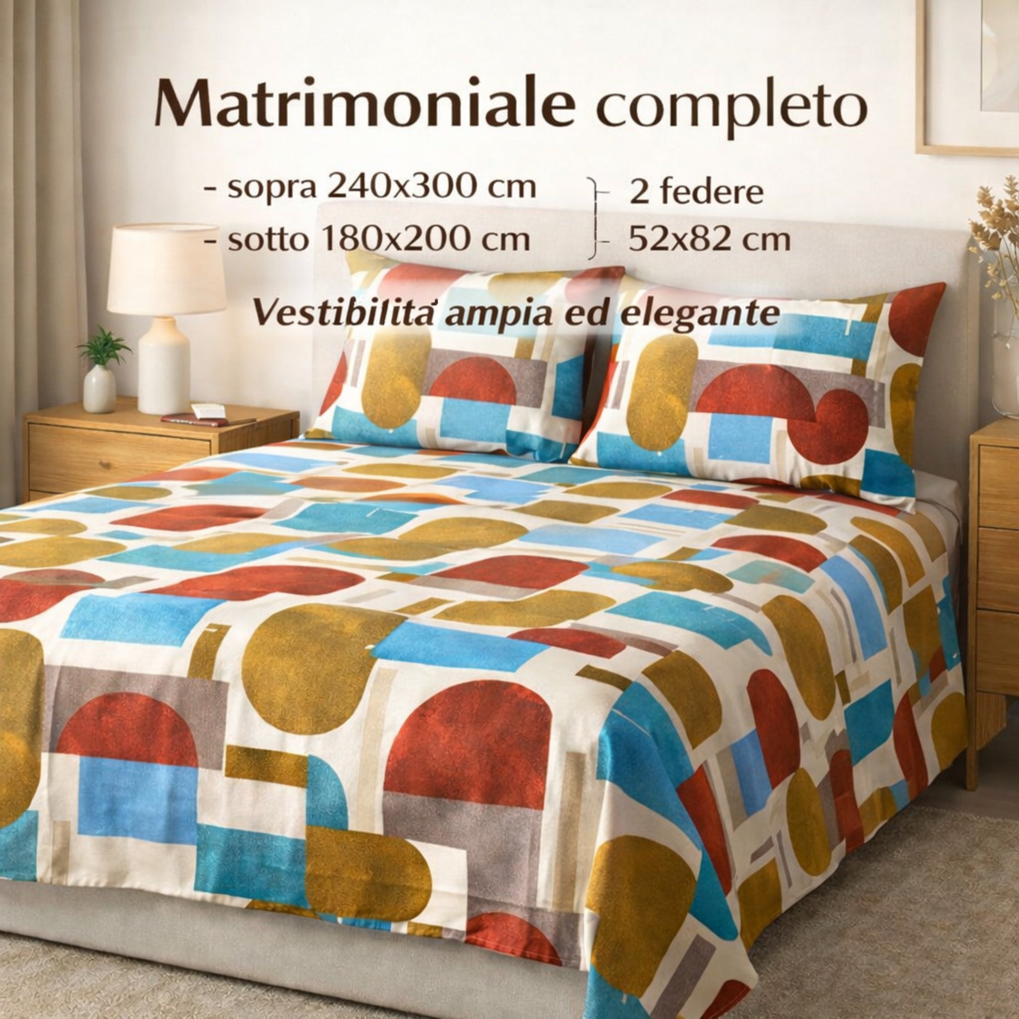 Lenzuola matrimoniali ambientate camera moderna