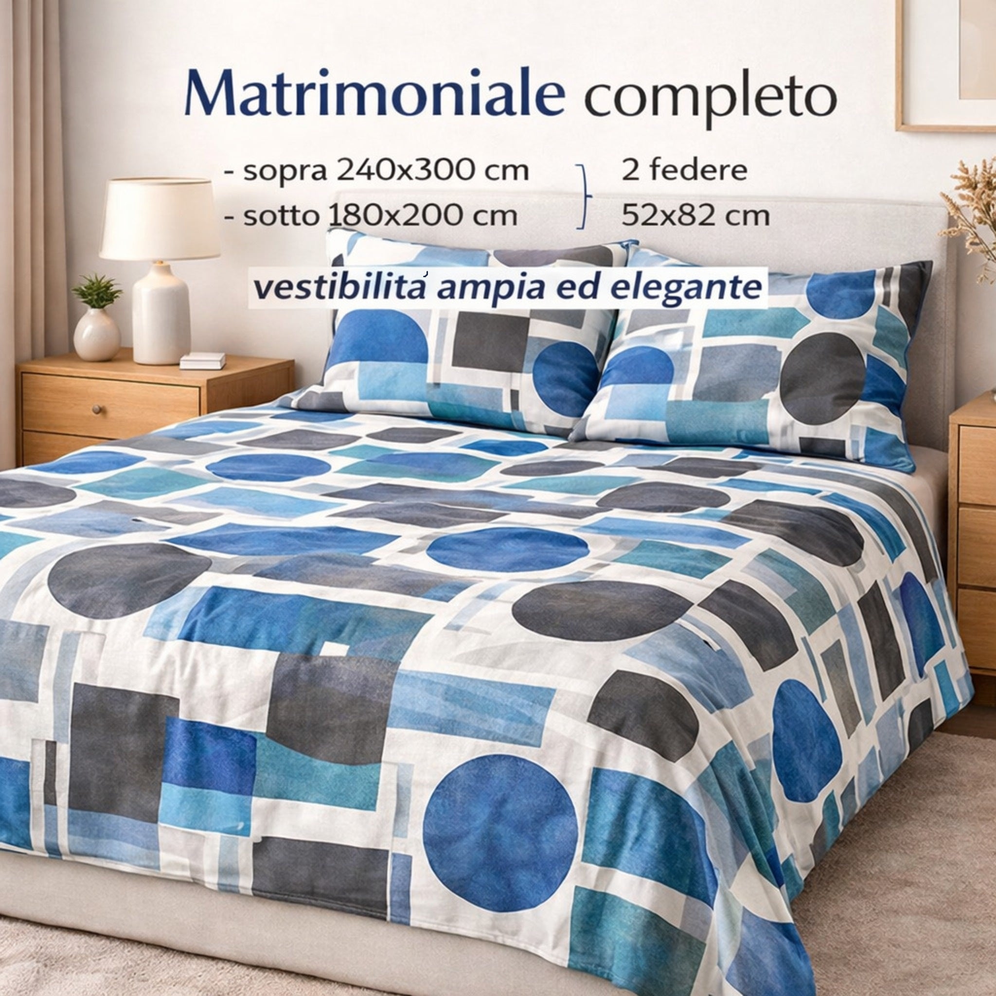 Lenzuola matrimoniali ambientate camera moderna