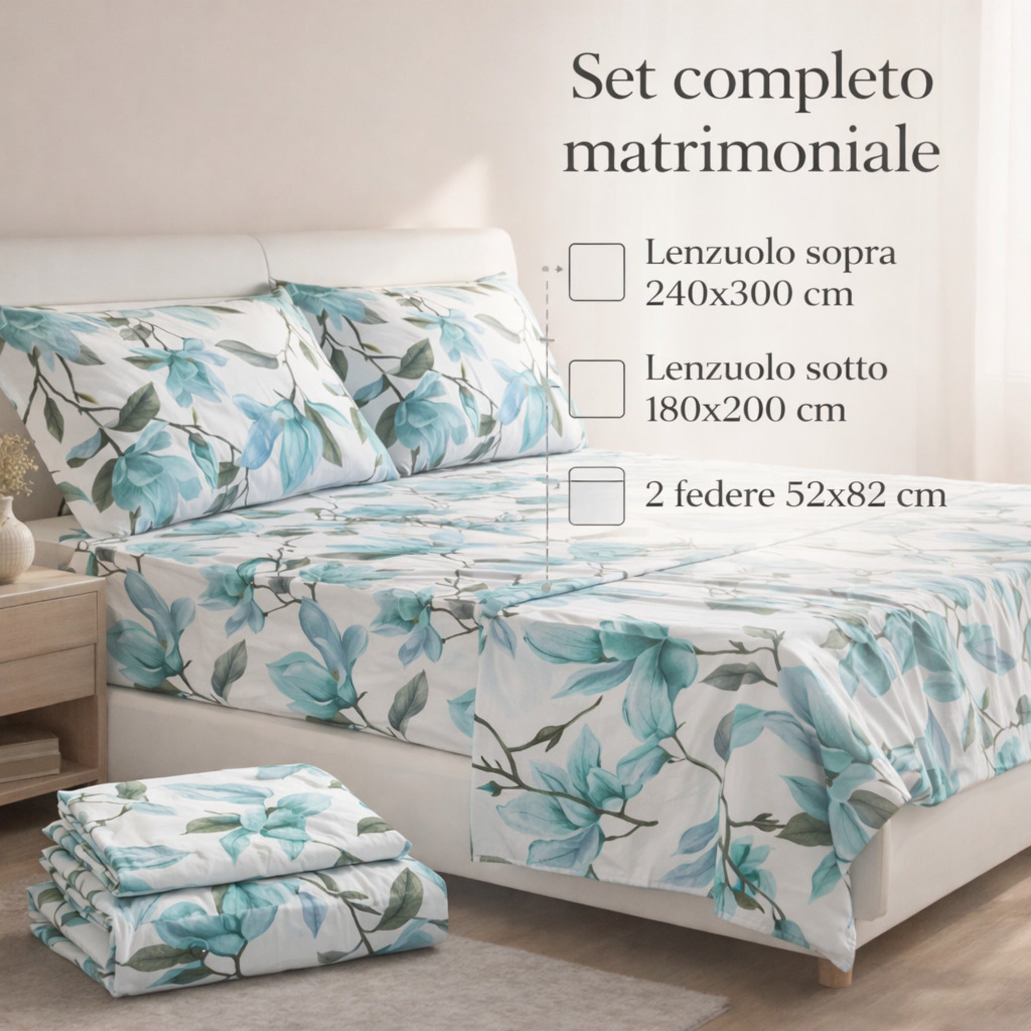 Misure completo lenzuola matrimoniale Zambaiti Bocciolo 4 pezzi