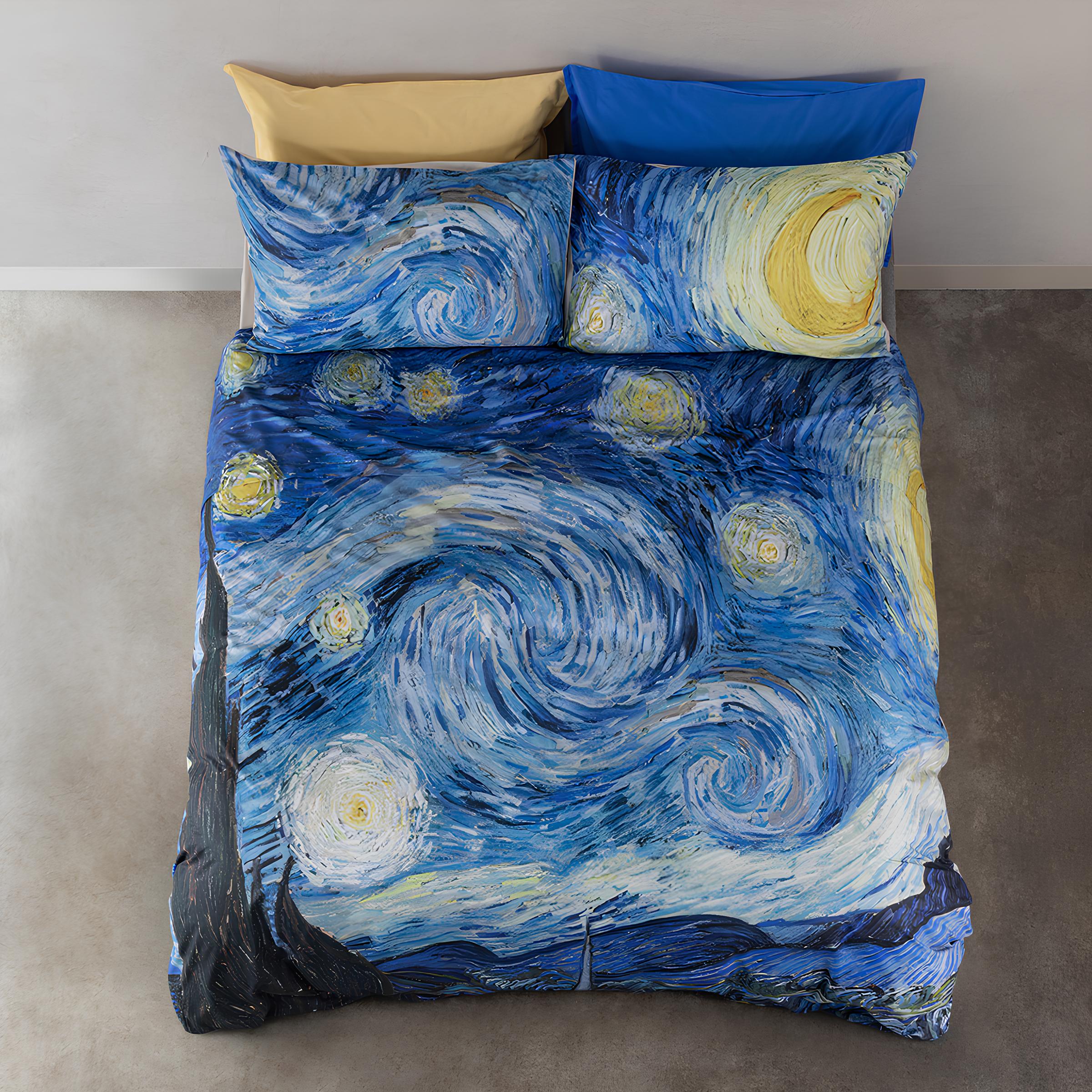 Vista dall’alto completo letto matrimoniale Cogal fantasia stellata
