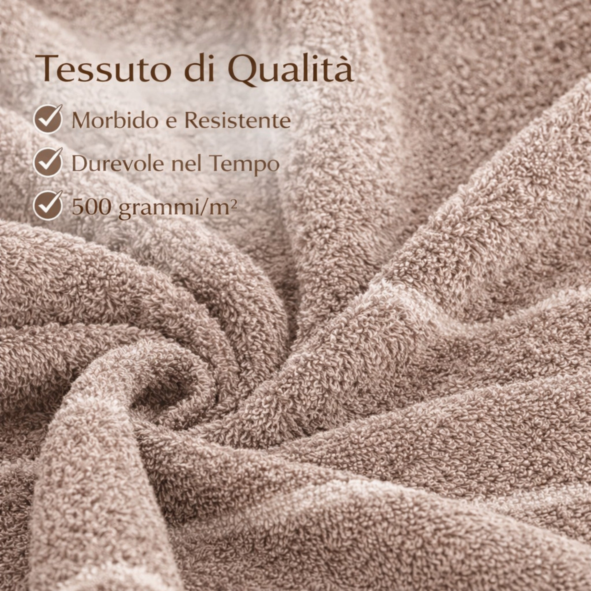 Spugna 550 gsm alta assorbenza asciugamani bagno tortora
