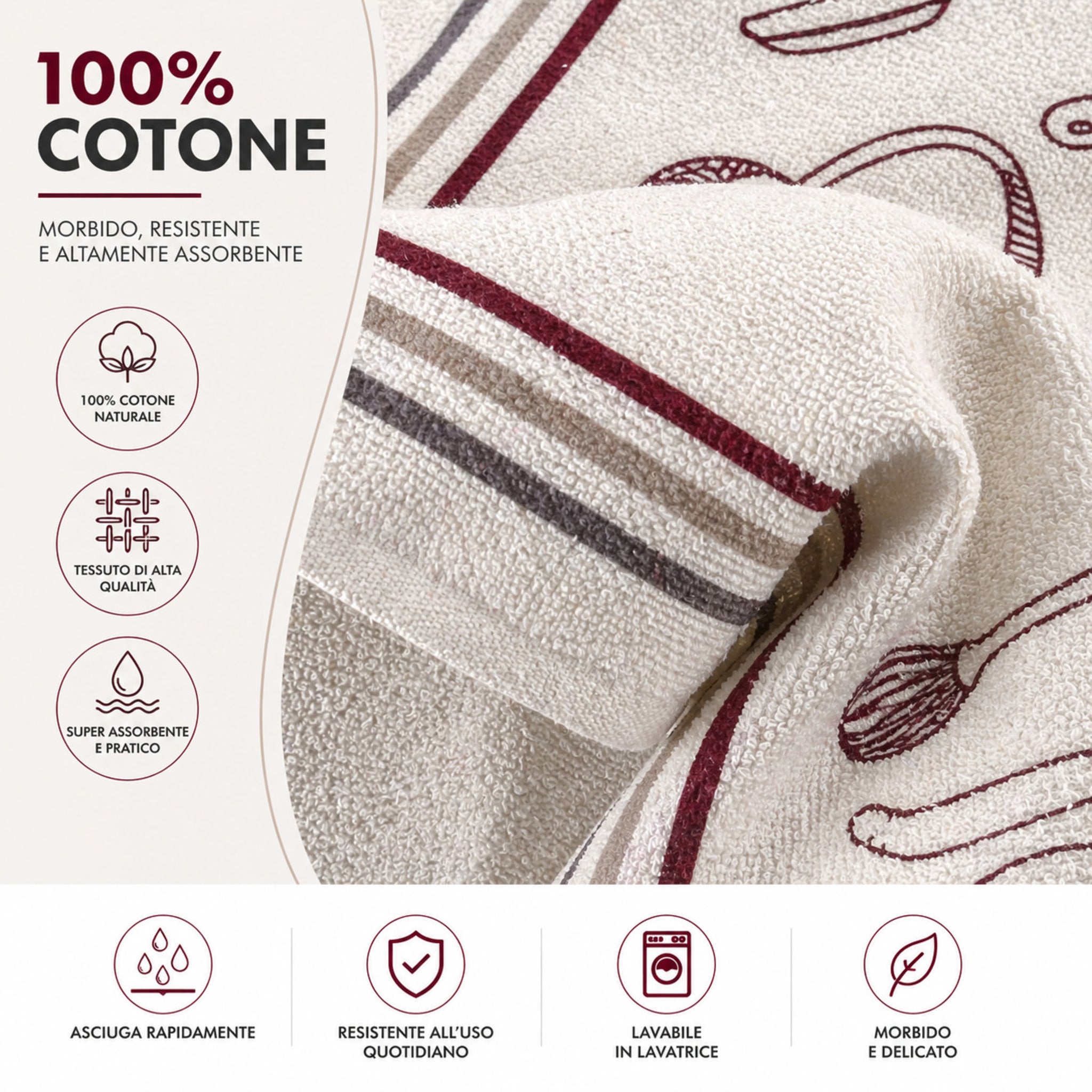 dettaglio tessuto strofinacci cotone assorbente