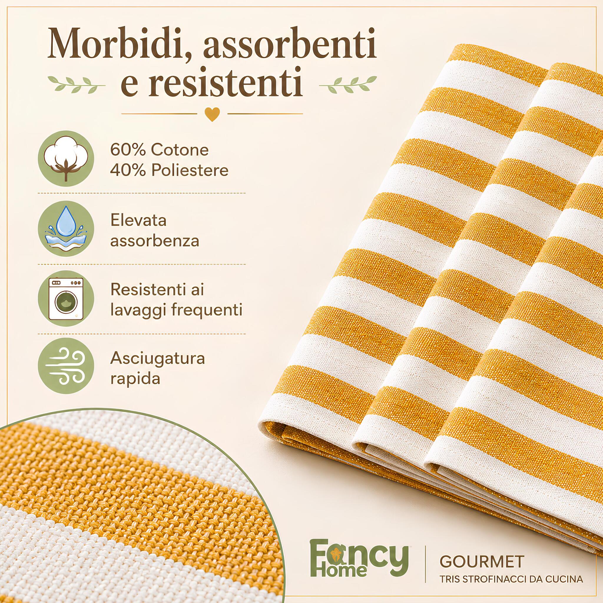 Strofinacci cucina gialli Fancy Home assorbenti e resistenti ai lavaggi