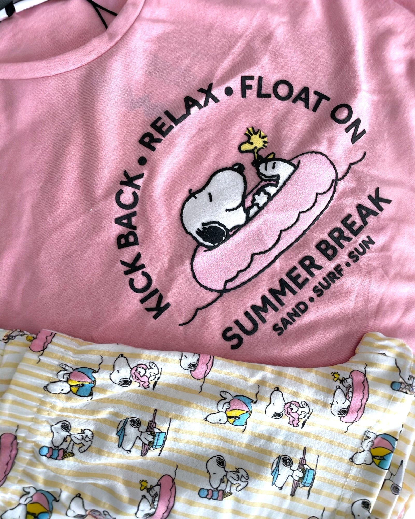 t shirt snoopy summer break bambina rosa