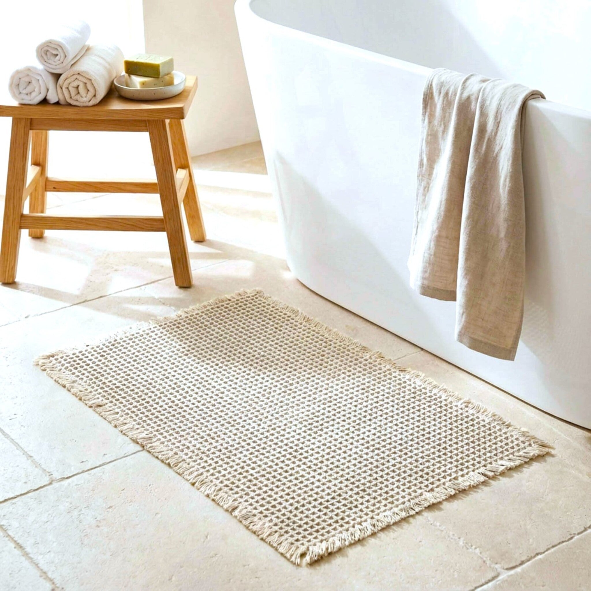 Tappeto bagno nido d’ape avorio Galizzi Alma 50x80 cm