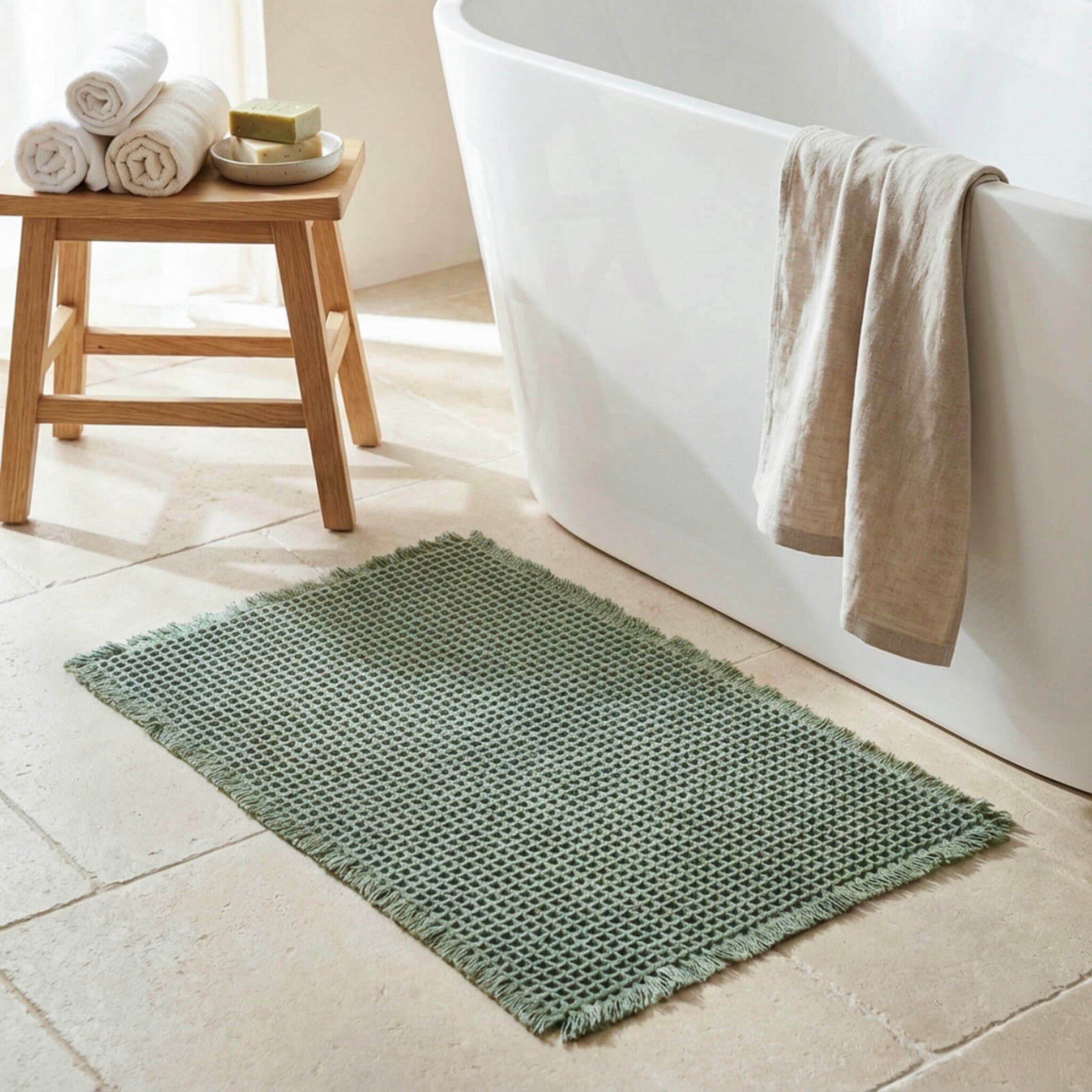 Tappeto bagno nido d’ape verde Galizzi Alma 50x80 cm