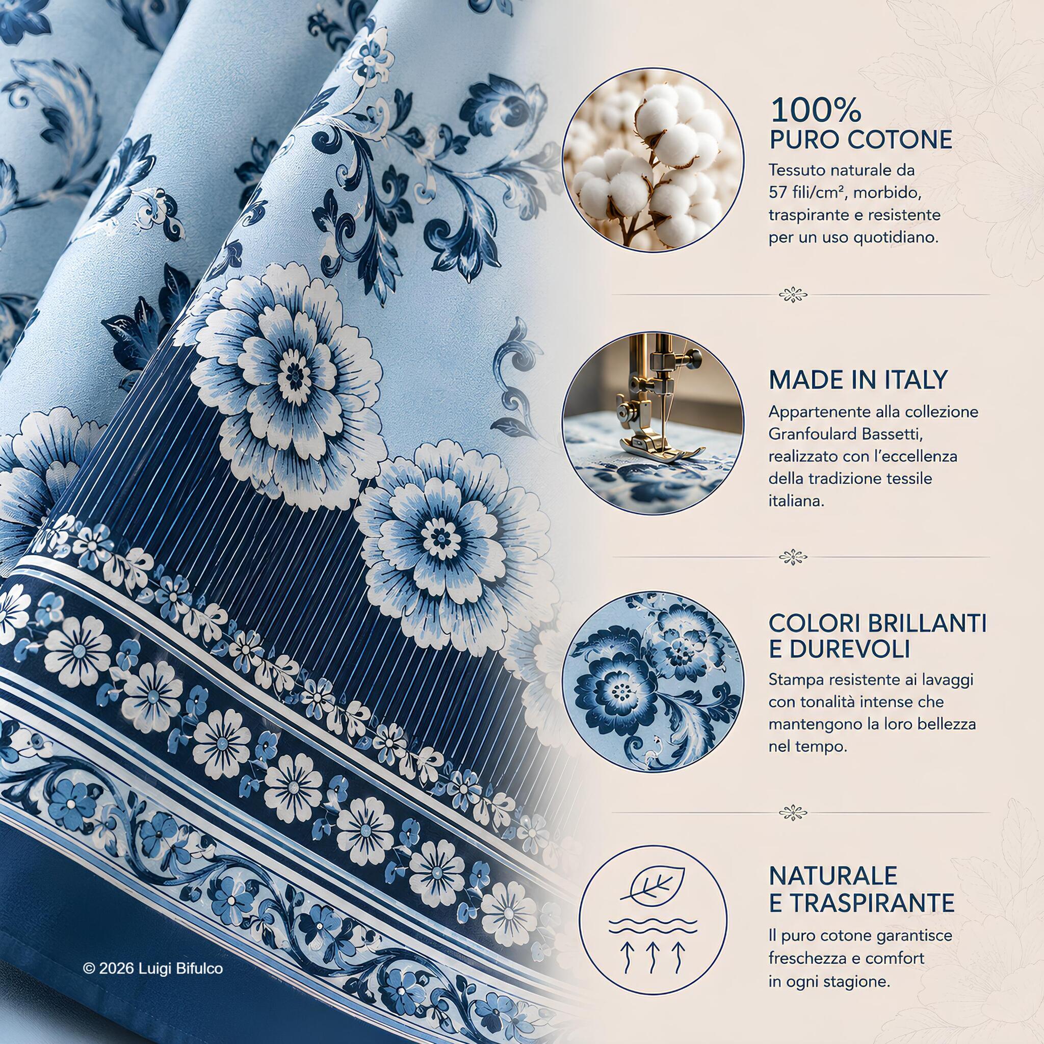 Telo Arredo Bassetti Paraggi Blu in 100% cotone Made in Italy