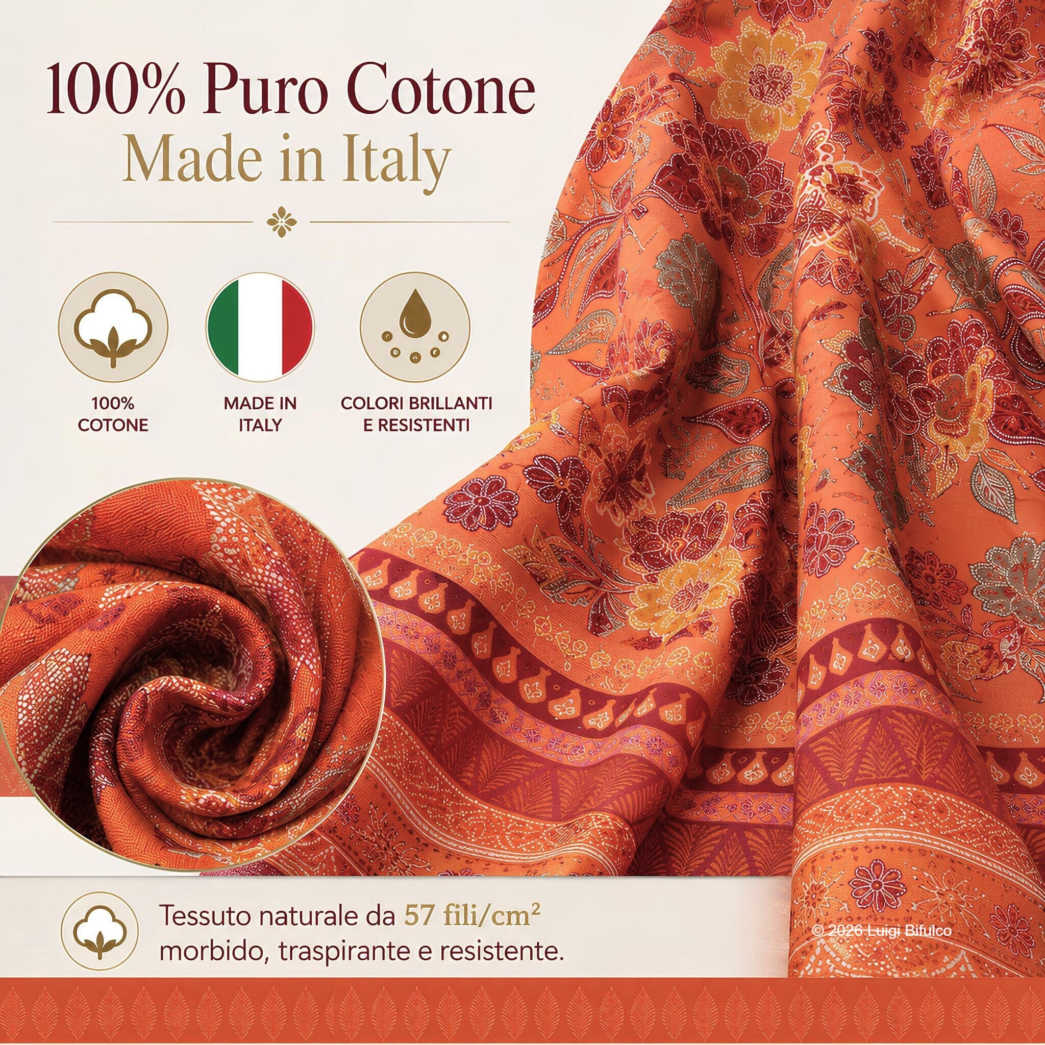 Telo Arredo Bassetti Varigotti Arancio in 100% cotone Made in Italy