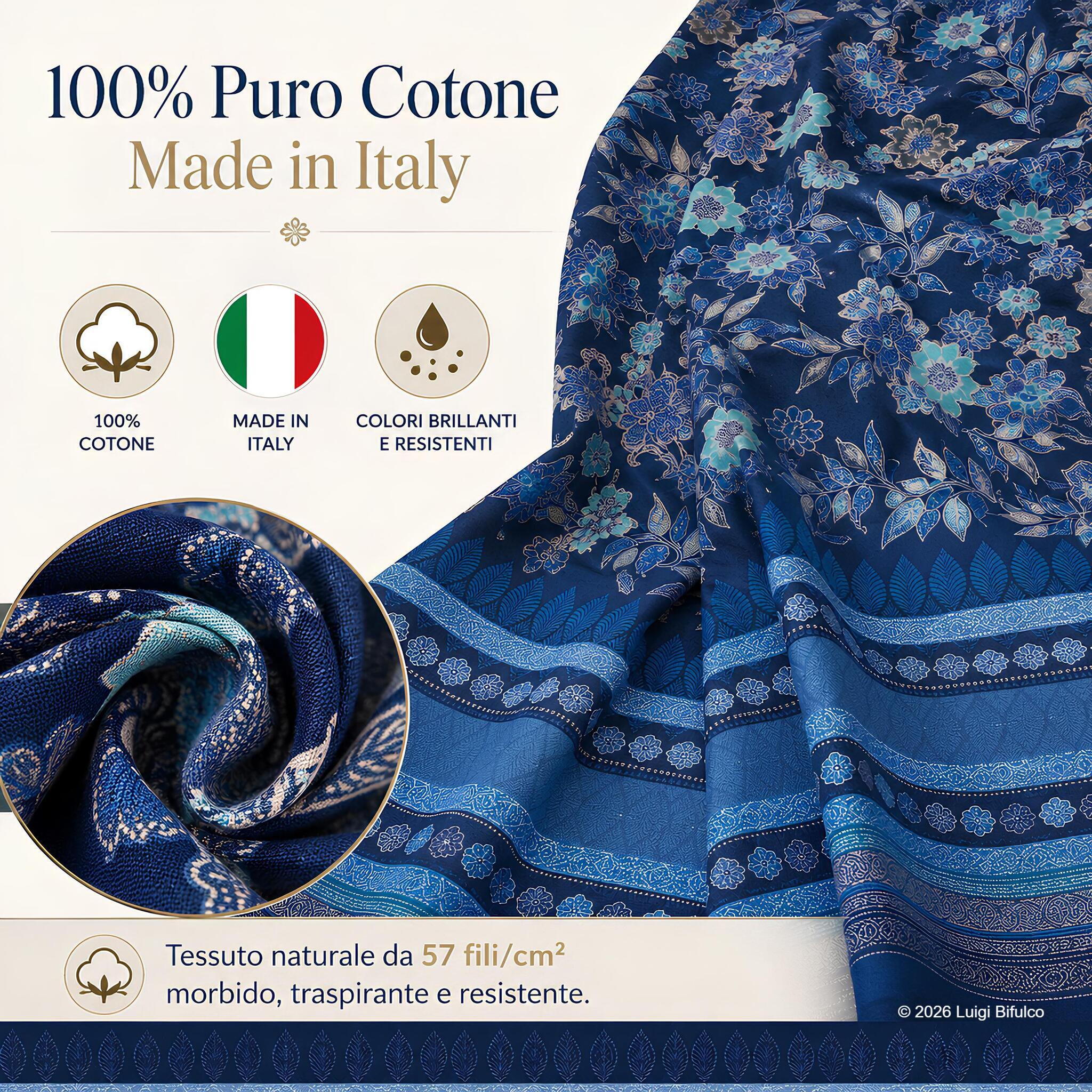 Telo Arredo Bassetti Varigotti Blu in 100% cotone Made in Italy