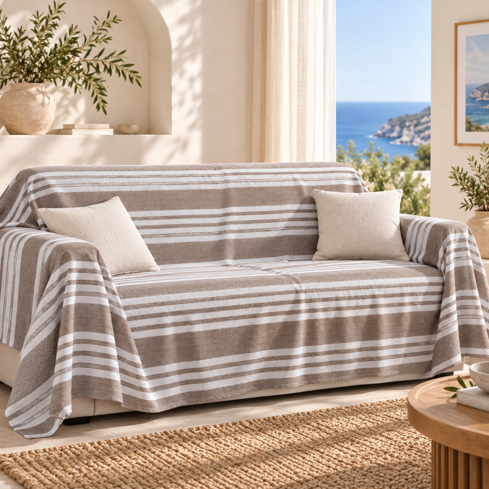 Telo arredo Fancy Home Maison 240x250 cm tortora in cotone utilizzato come copridivano