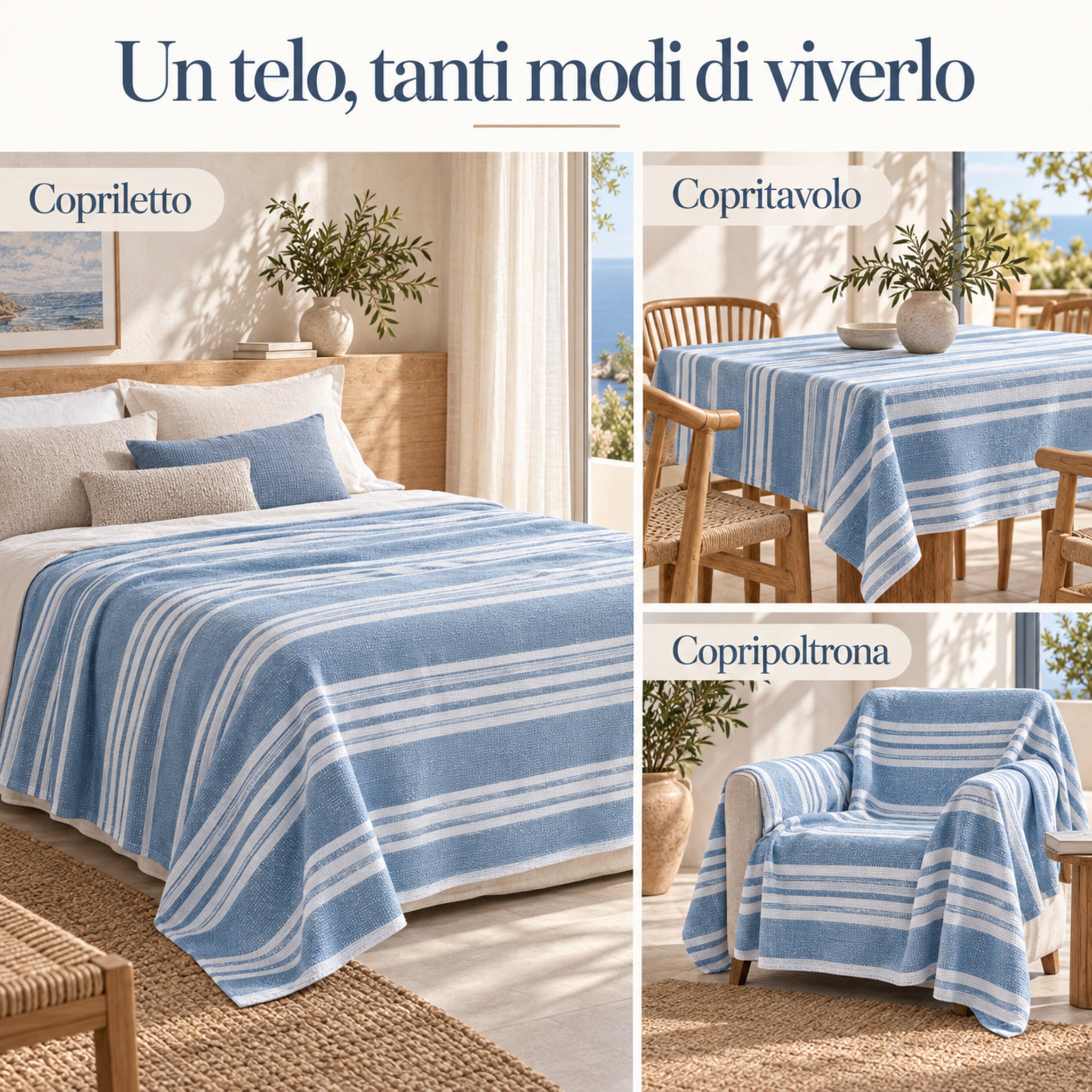 Telo Arredo Fancy Home Maison blu multiuso come copriletto copritavolo e copripoltrona