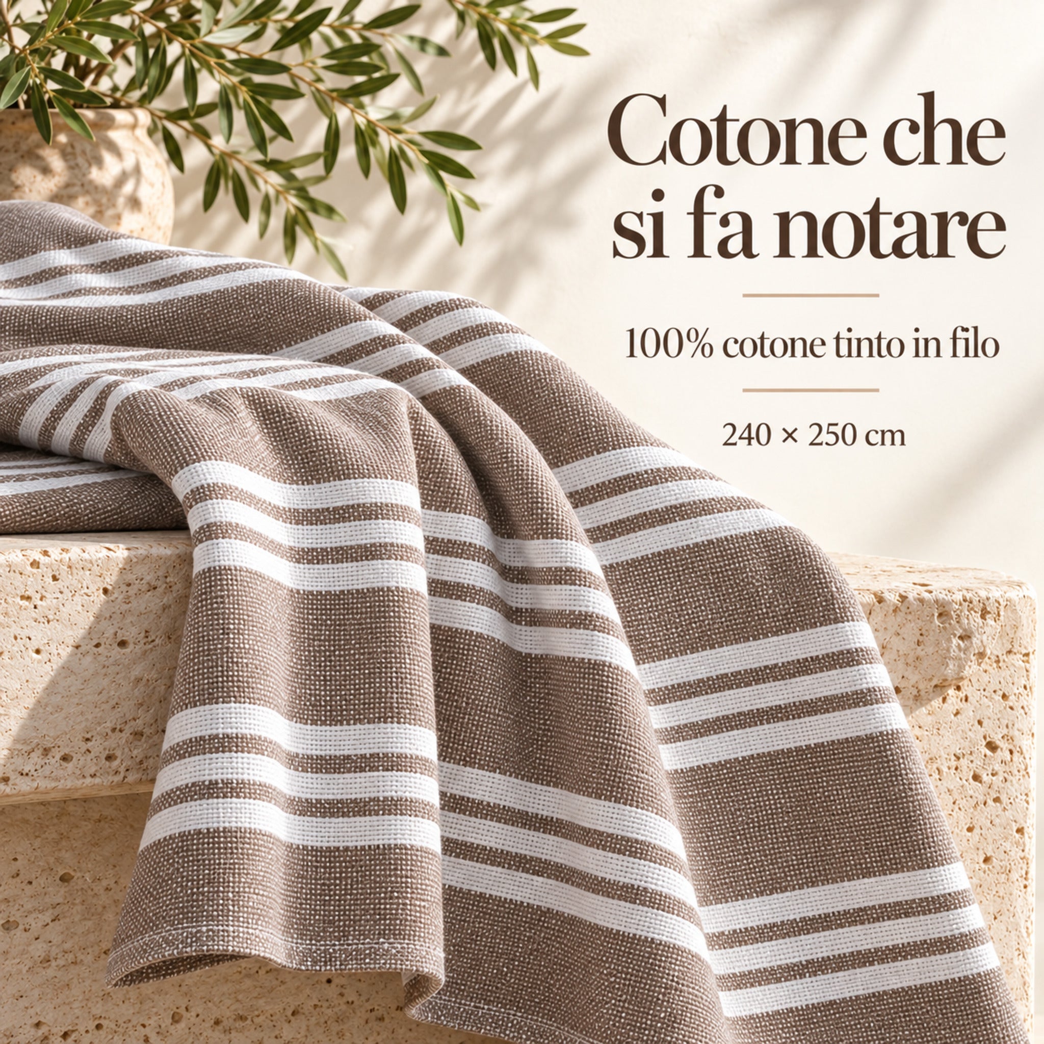 Dettaglio Telo Arredo Fancy Home Maison tortora in 100% cotone tinto in filo 240x250 cm