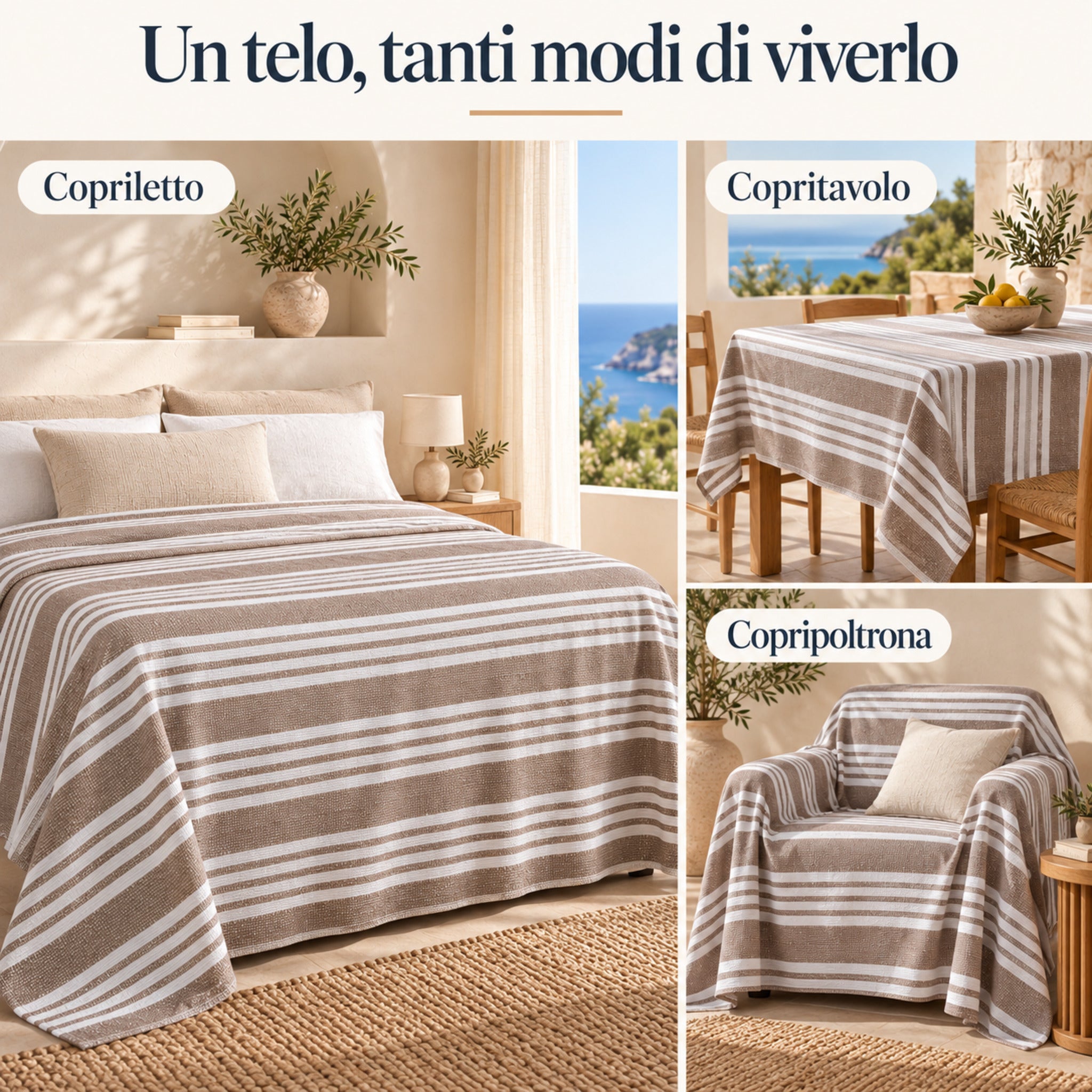 Telo Arredo Fancy Home Maison tortora utilizzabile come copriletto copritavolo e copripoltrona