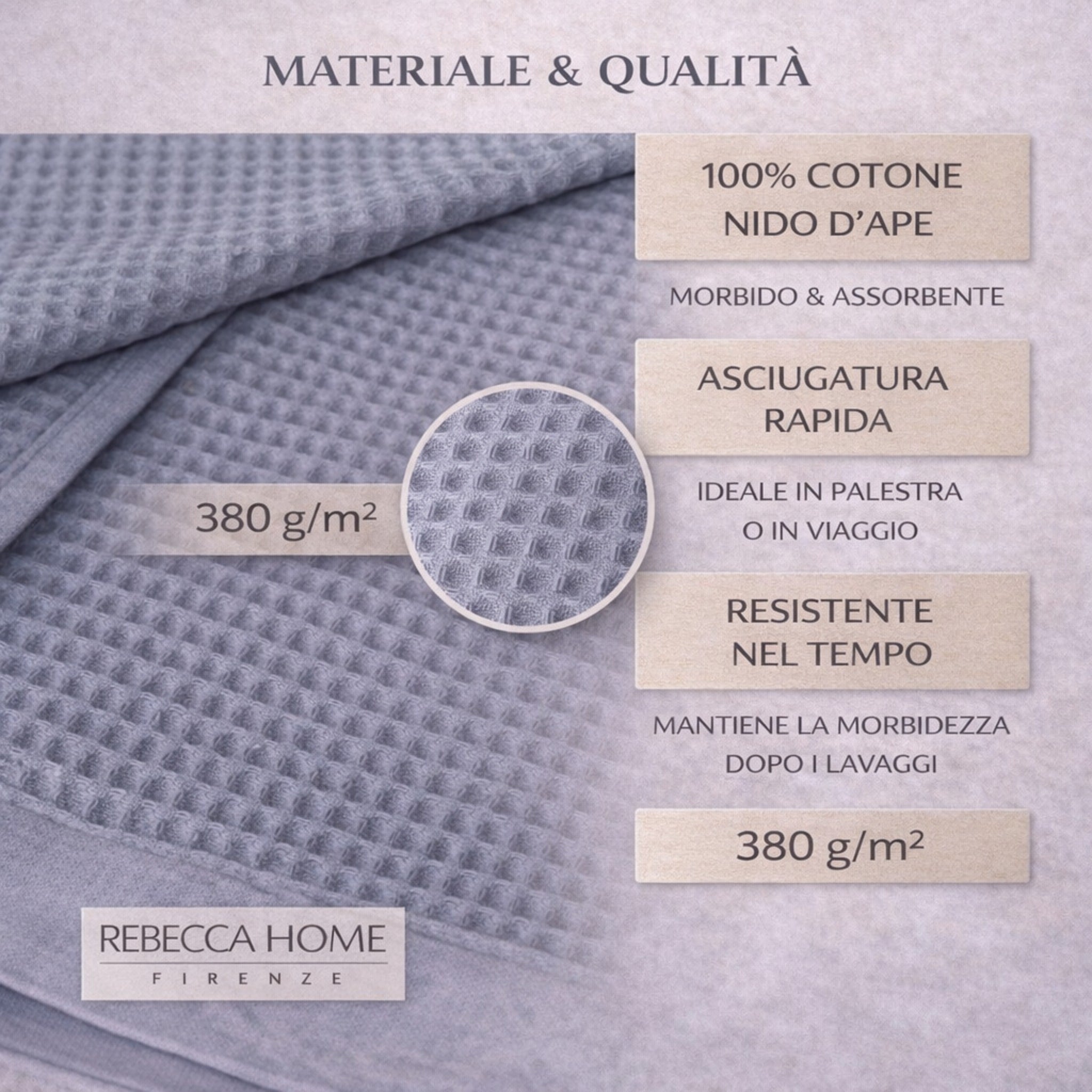 dettaglio tessuto nido d ape avio 380 gsm cotone