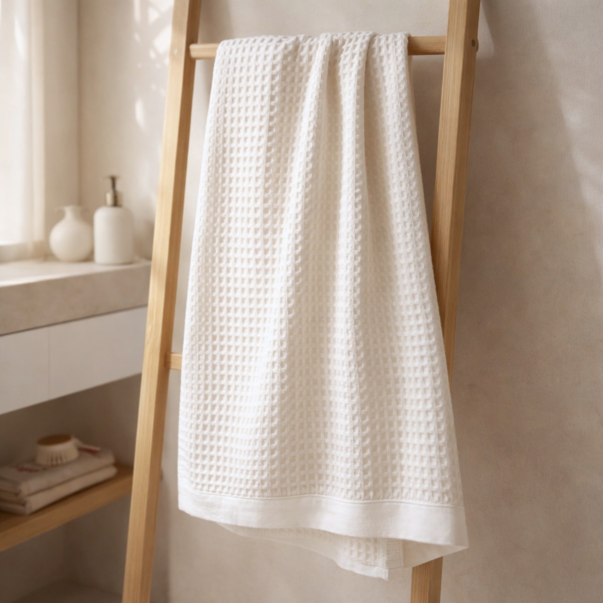 telo doccia avorio cotone nido d ape 100x150 bagno moderno