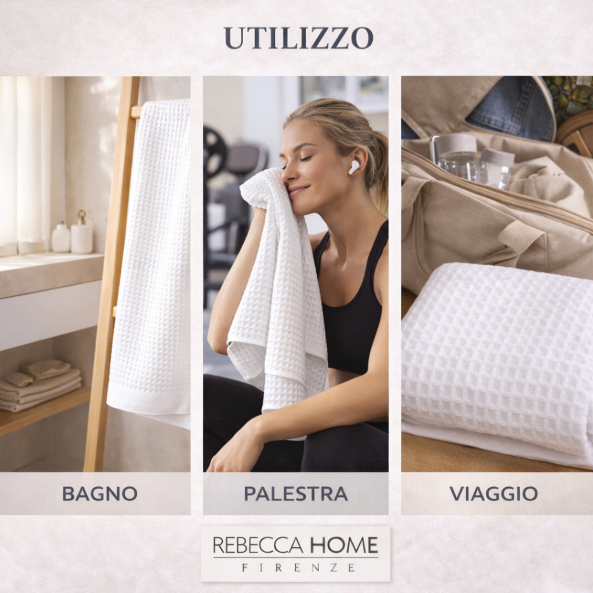 telo doccia bianco palestra viaggio leggero compatto