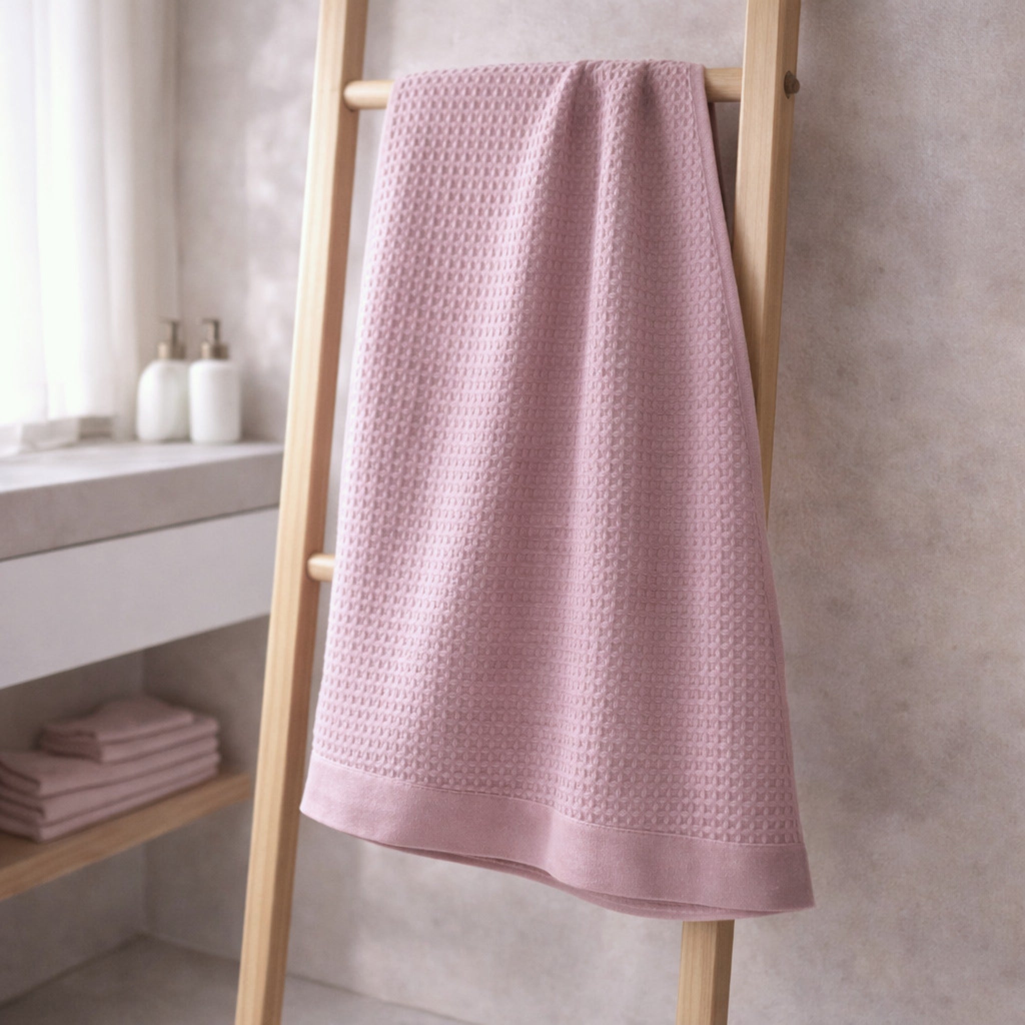 telo doccia rosa antico cotone nido d ape 100x150 bagno moderno