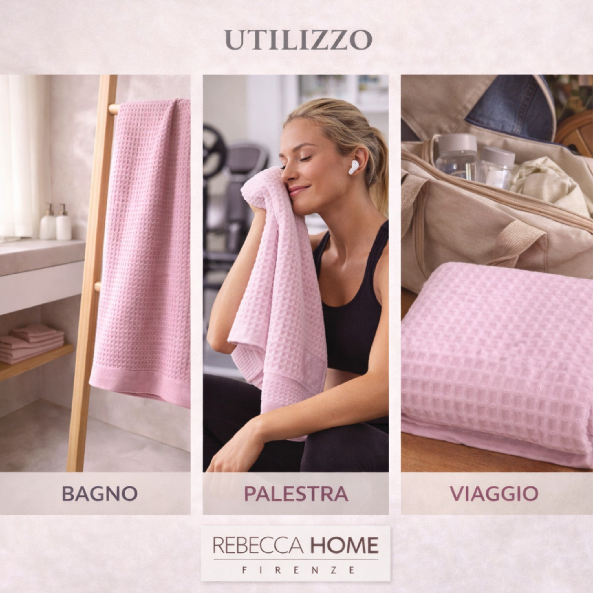 telo doccia rosa antico palestra viaggio leggero compatto