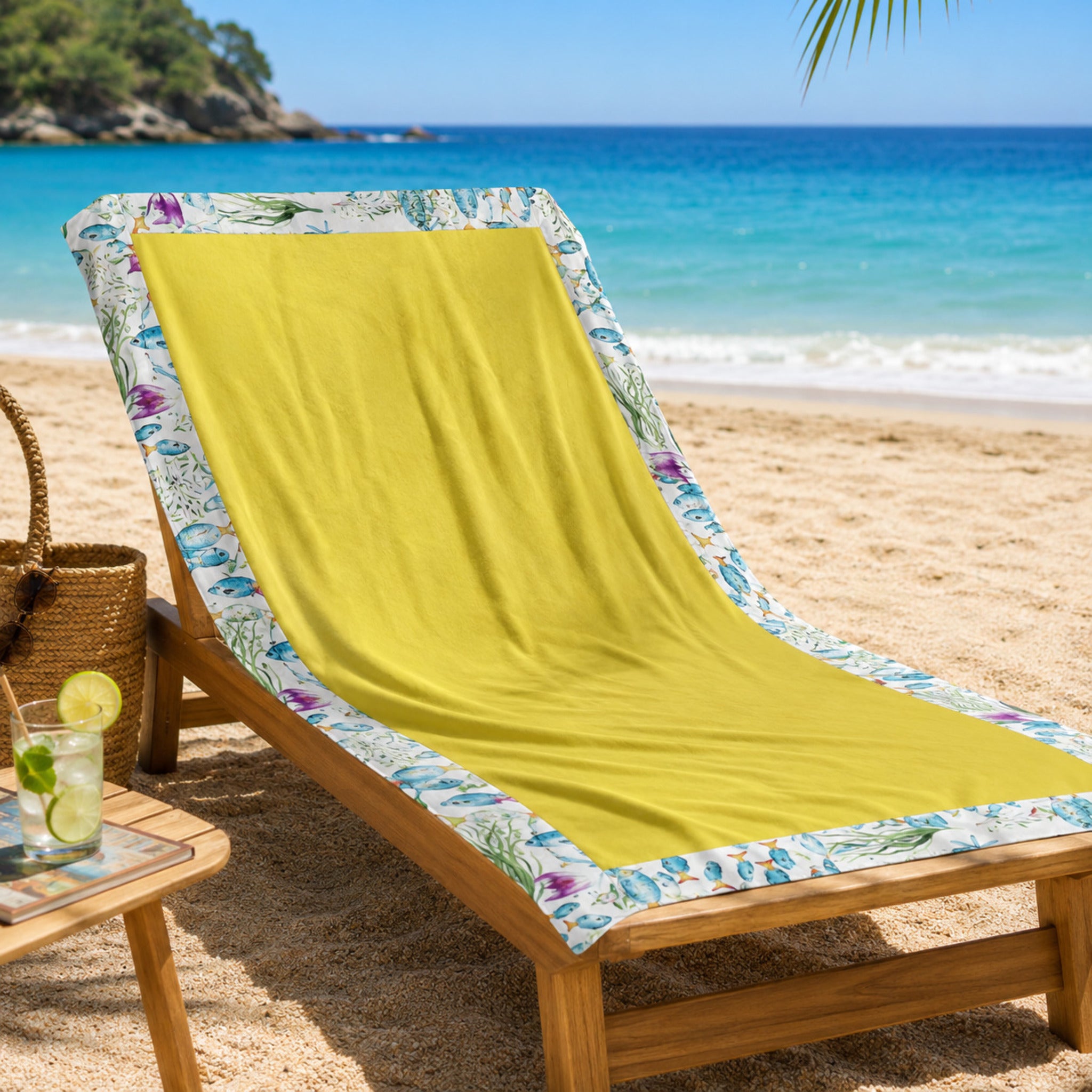 Telo mare giallo Fancy Home Ventotene con fantasia marina colorata