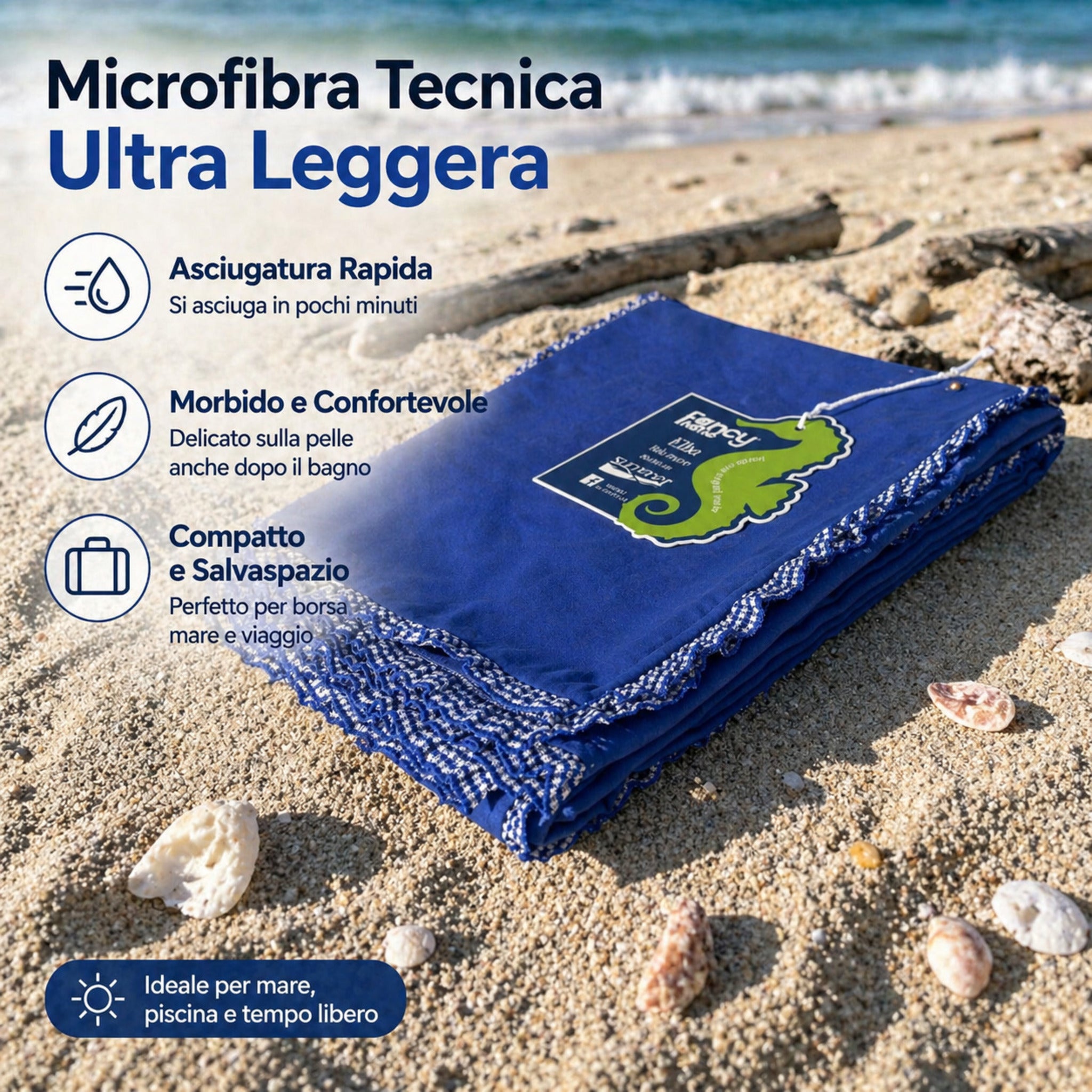 telo mare microfibra fancy home elba asciugatura rapida leggero morbido compatto salvaspazio
