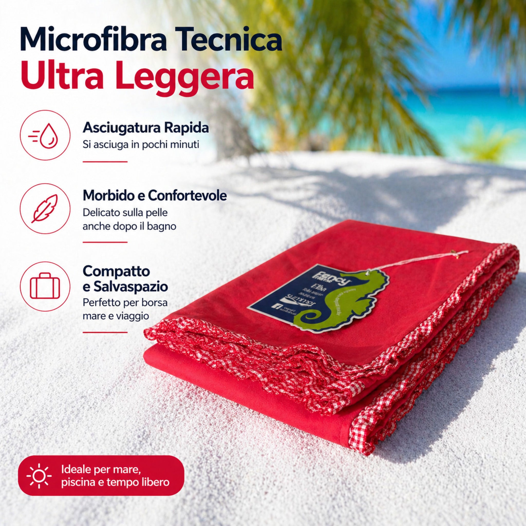 telo mare microfibra fancy home elba asciugatura rapida leggero morbido compatto salvaspazio
