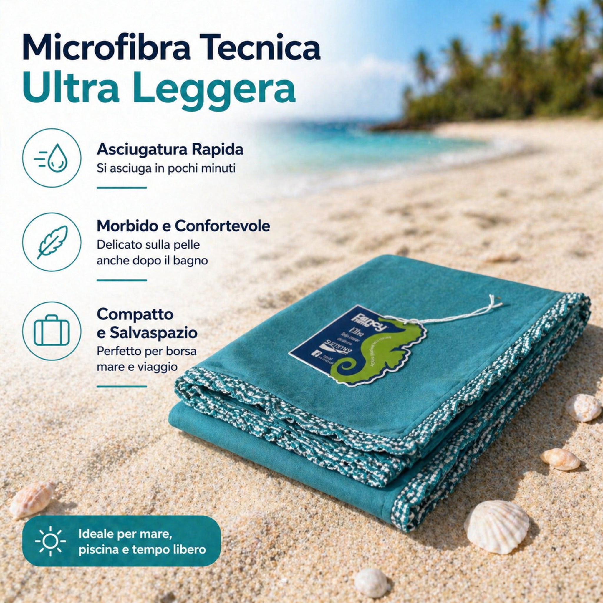 telo mare microfibra fancy home elba asciugatura rapida leggero morbido compatto salvaspazio

