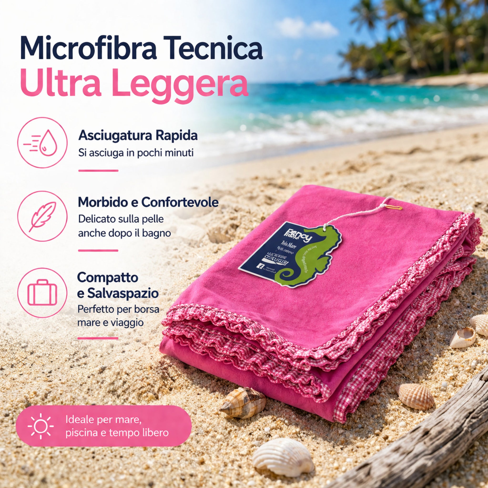 telo mare microfibra fancy home elba asciugatura rapida leggero morbido compatto salvaspazio
