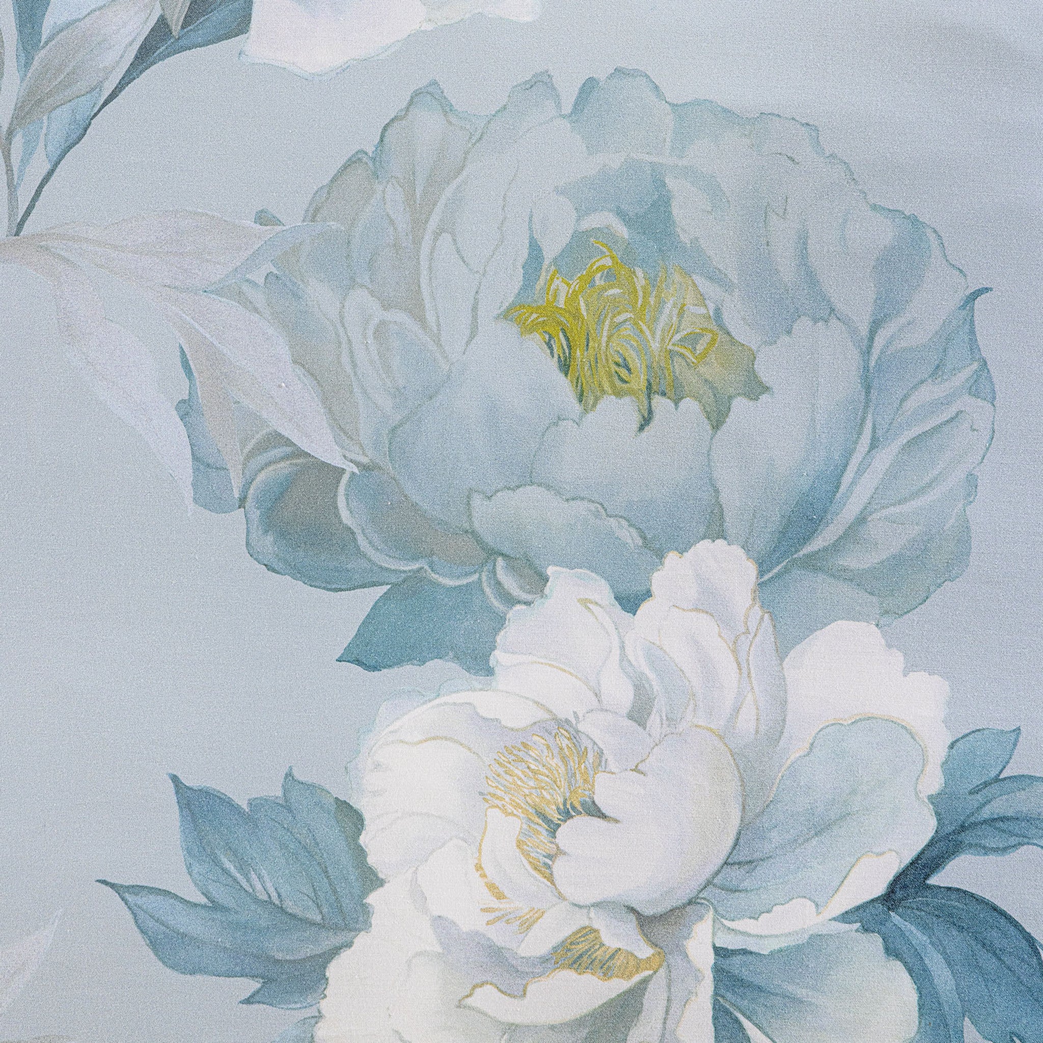 Dettaglio della stampa digitale HD con peonie del raso di cotone Caleffi Eloise