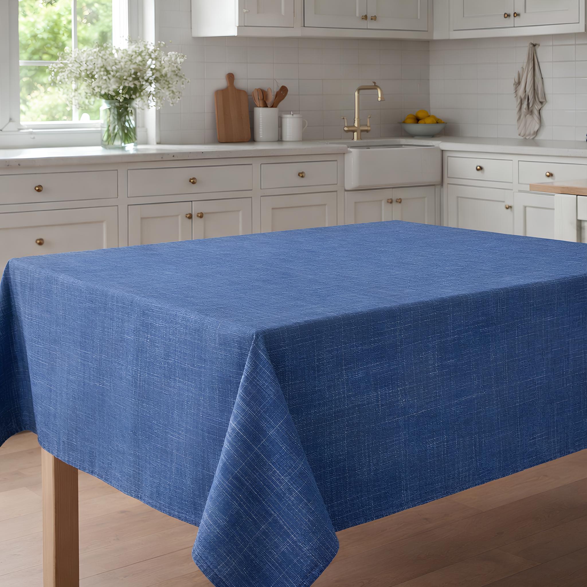 Tovaglia tinta unita antimacchia Maison Sucrée Korin per cucina e sala da pranzo denim