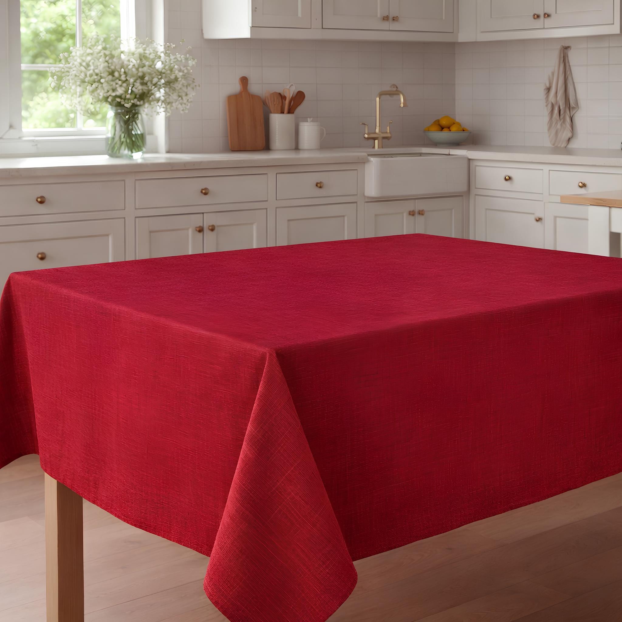 Tovaglia tinta unita antimacchia Maison Sucrée Korin per cucina e sala da pranzo rossa