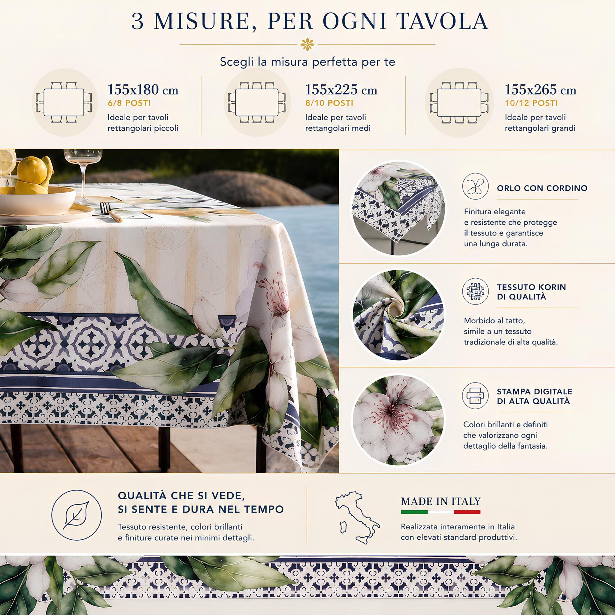 Misure e dettagli tovaglia Maison Sucrée Art Maiori Eterna