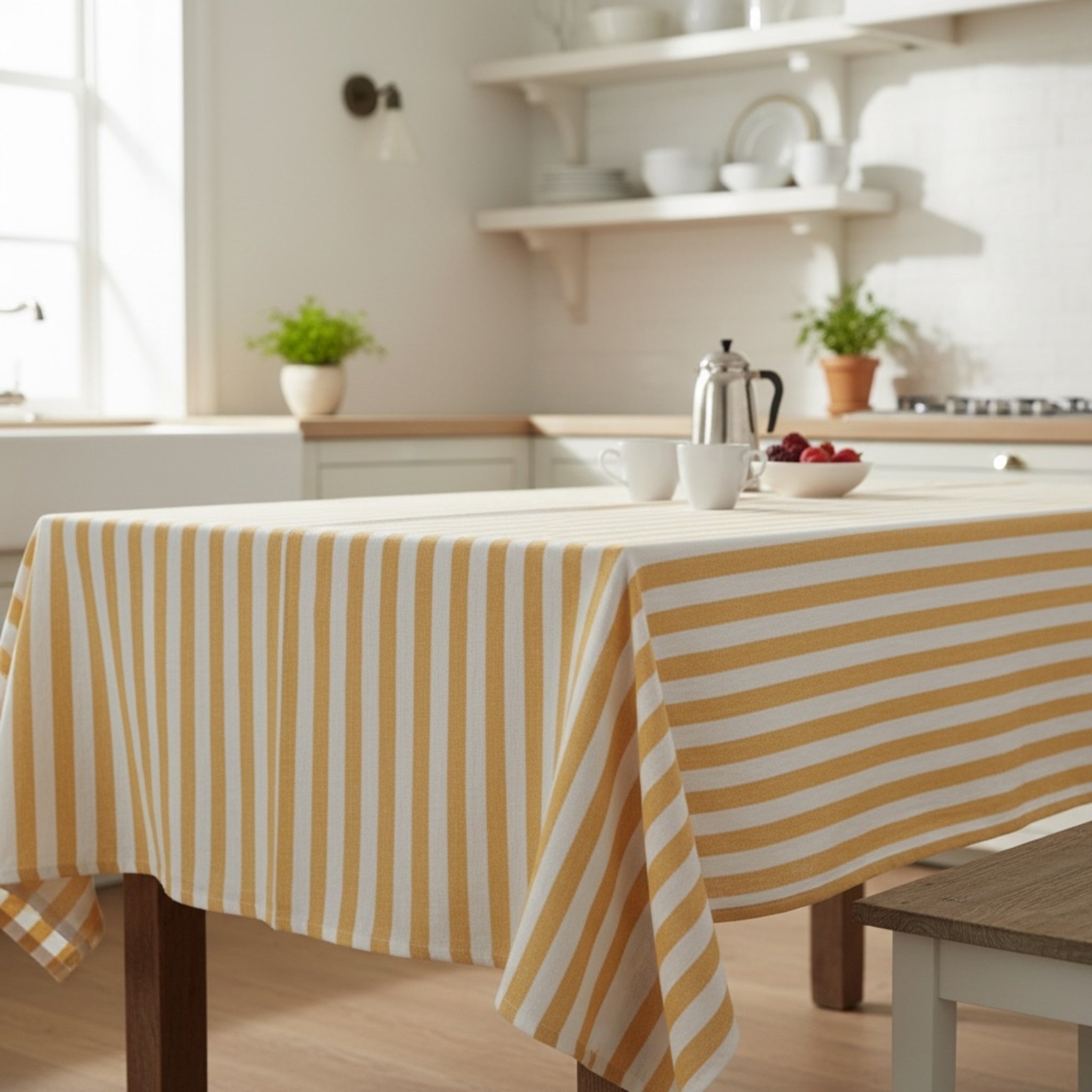 Tovaglia rettangolare a righe gialle Fancy Home Gourmet stile nordico