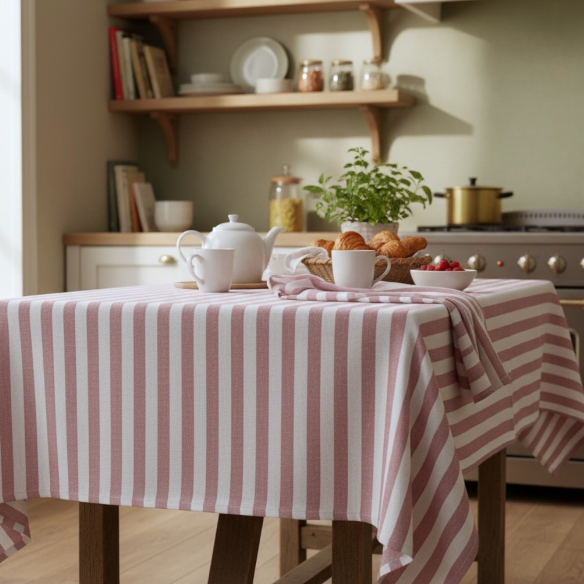 Tovaglia rettangolare a righe malva Fancy Home Gourmet per cucina e sala da pranzo