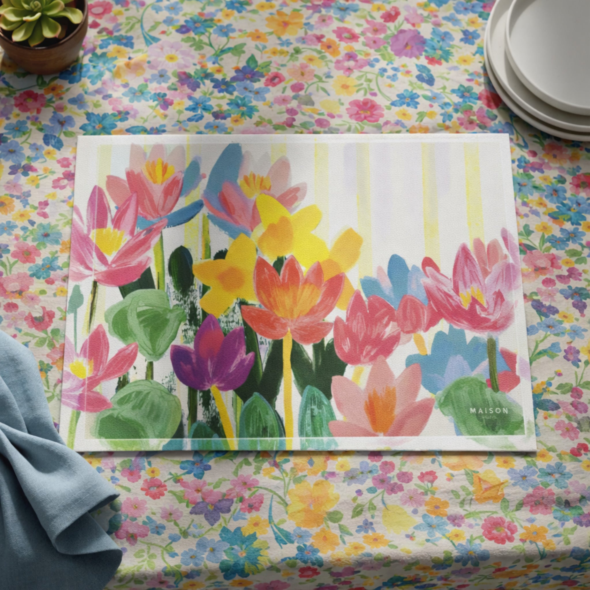 Tovaglietta americana Maison Sucrée Solevivo fantasia floreale colorata in PVC antimacchia 33x45 cm Made in Italy