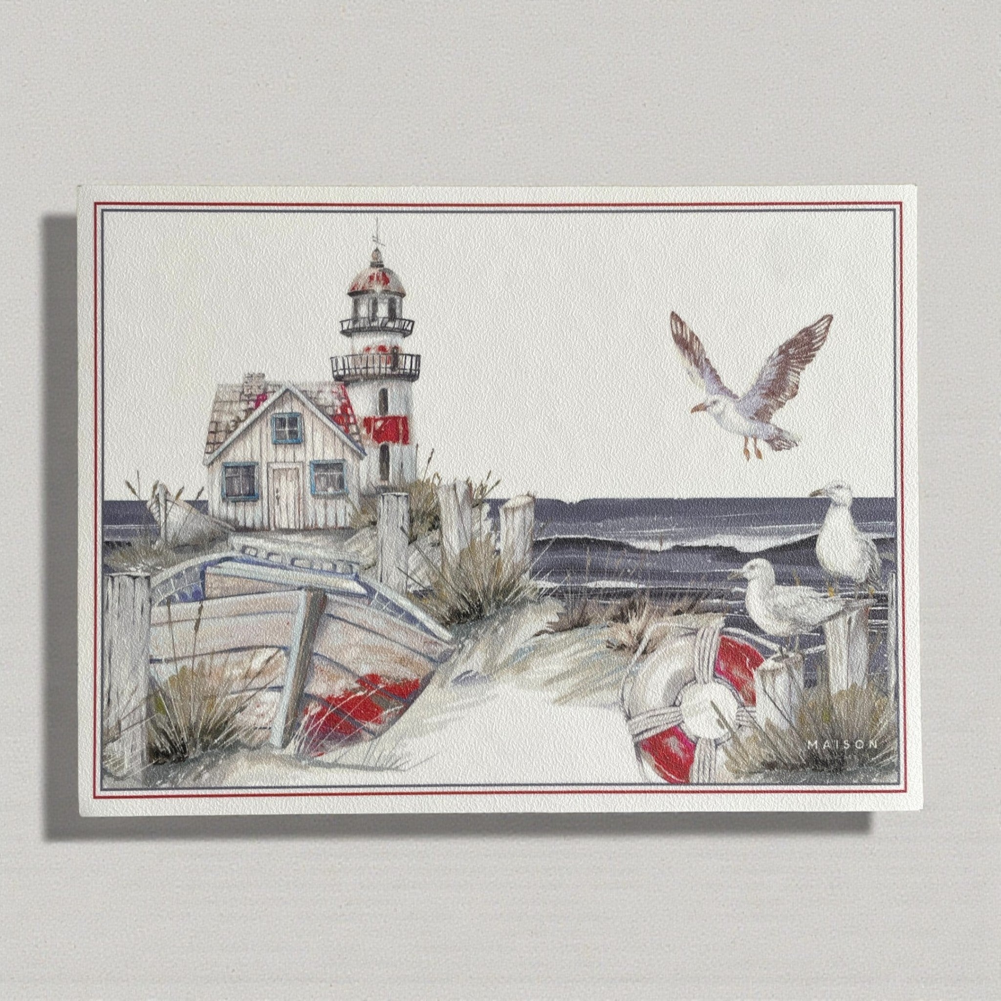 Vista frontale della tovaglietta americana Maison Sucrée Mar Lontano in PVC antimacchia