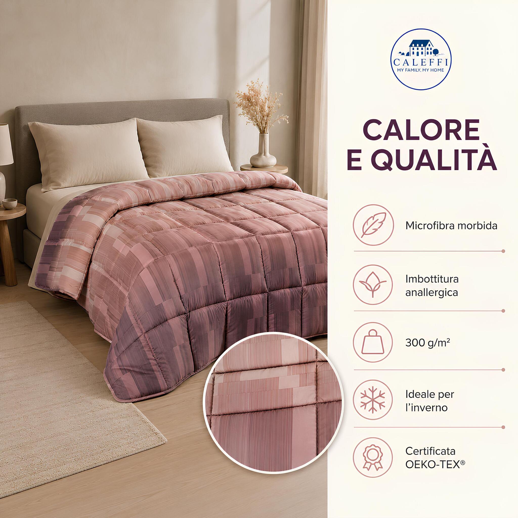 Trapunta Caleffi Cloris Ambra in microfibra con imbottitura anallergica da 300 g/m²