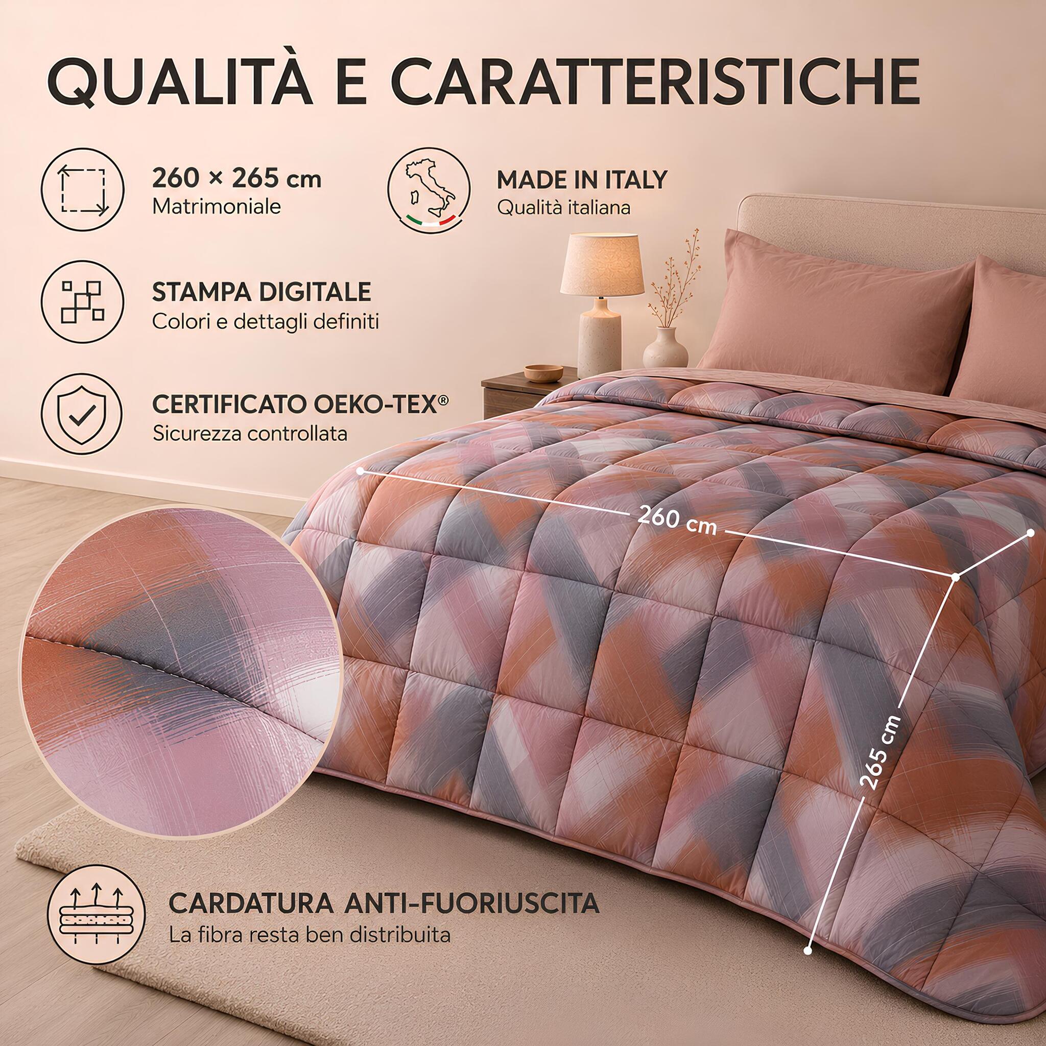 Caratteristiche trapunta Caleffi Derby 260x265 cm certificata OEKO-TEX