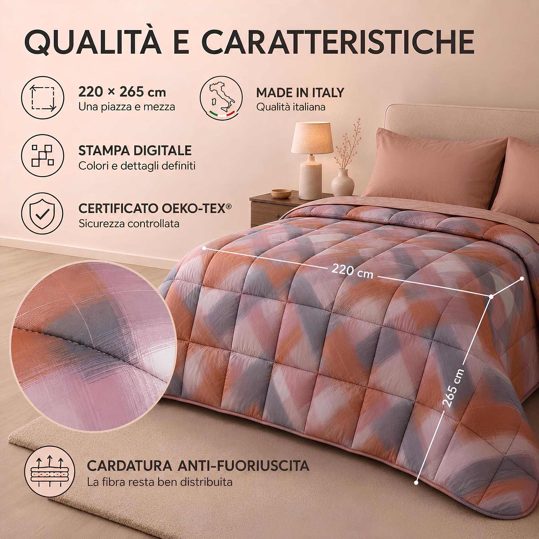 Caratteristiche della trapunta Caleffi Derby Ambra una piazza e mezza 220x265 cm