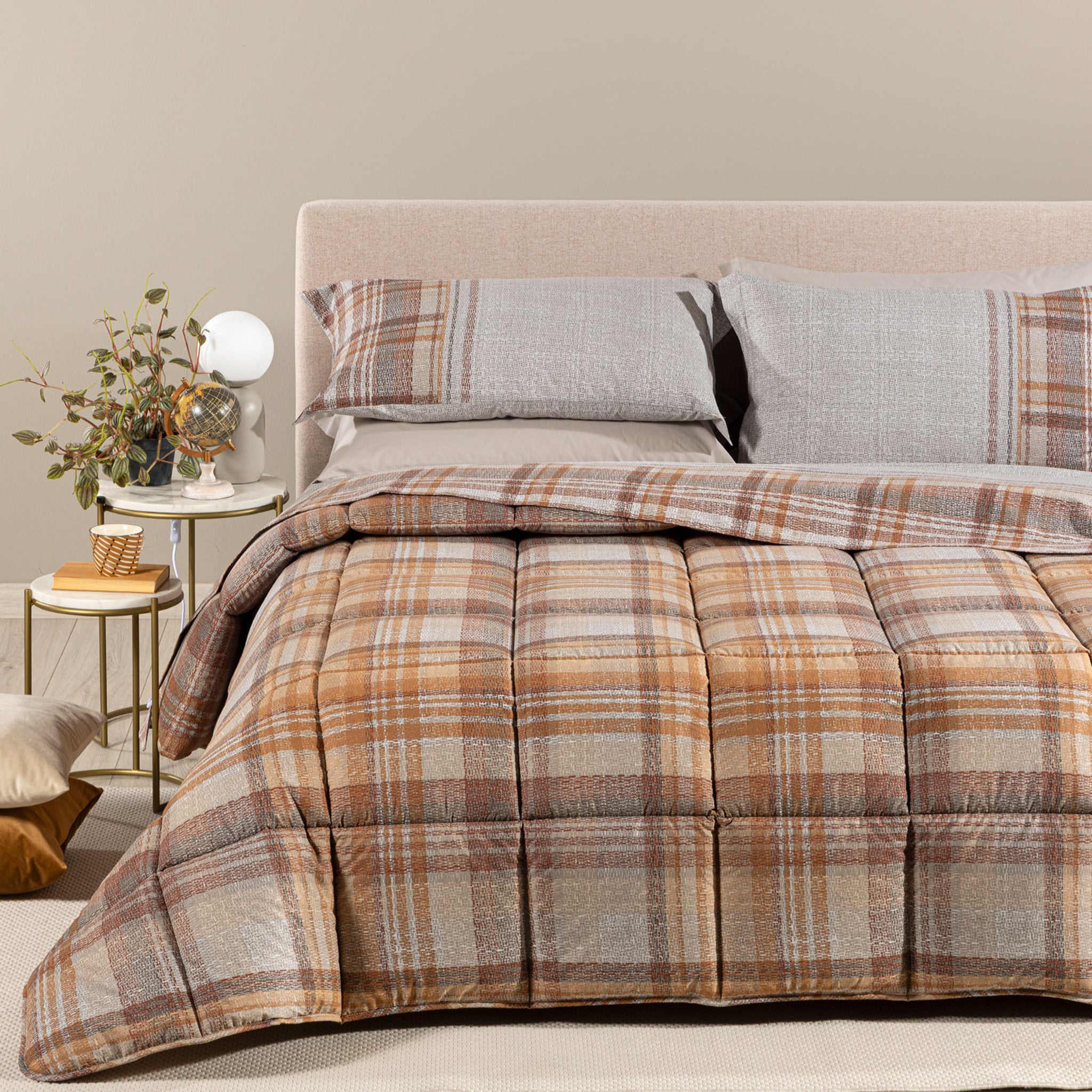Trapunta invernale singola Caleffi Cottage colore Ambra 170x265 cm in 100% cotone Made in Italy