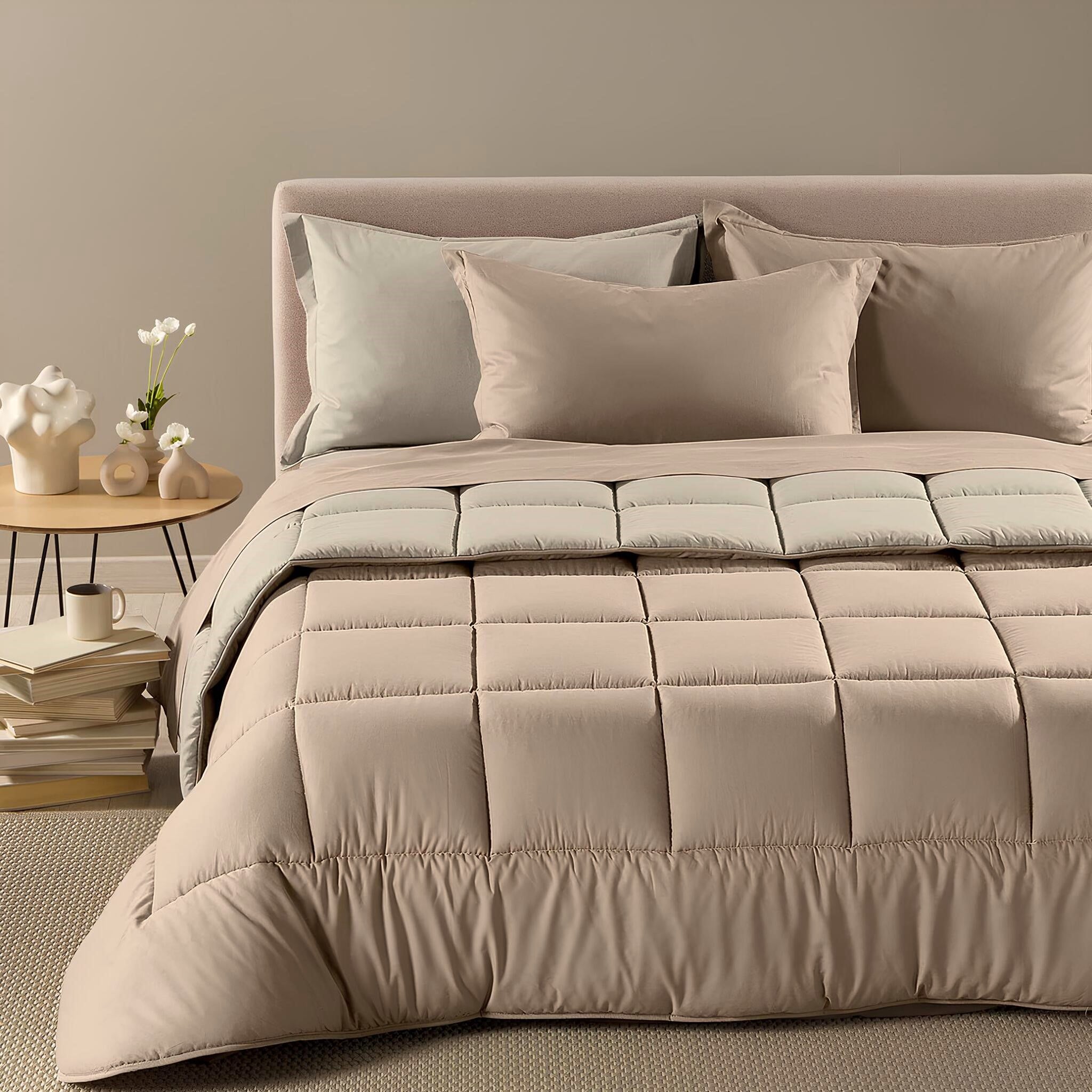 Trapunta matrimoniale Caleffi Vita naturale double face 260x265 cm sul letto