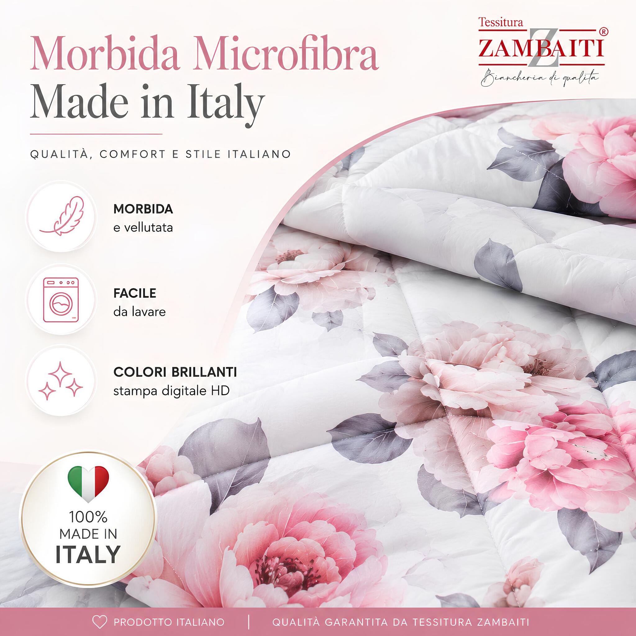 Trapunta Zambaiti Merida 4066 Made in Italy in morbida microfibra con imbottitura 300 g/m²