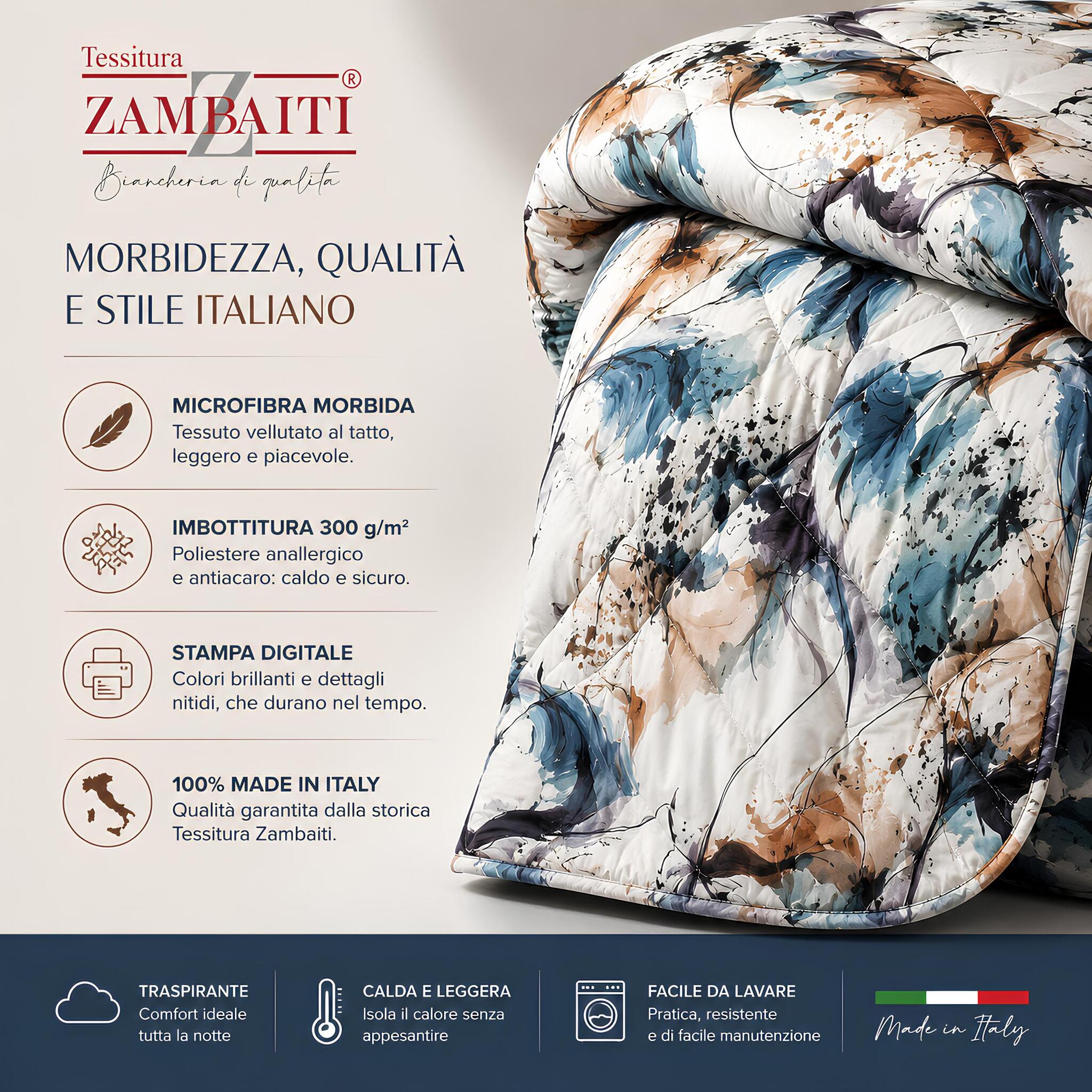Trapunta Zambaiti Merida 4067 in microfibra con imbottitura anallergica da 300 g/m² e produzione 100% Made in Italy