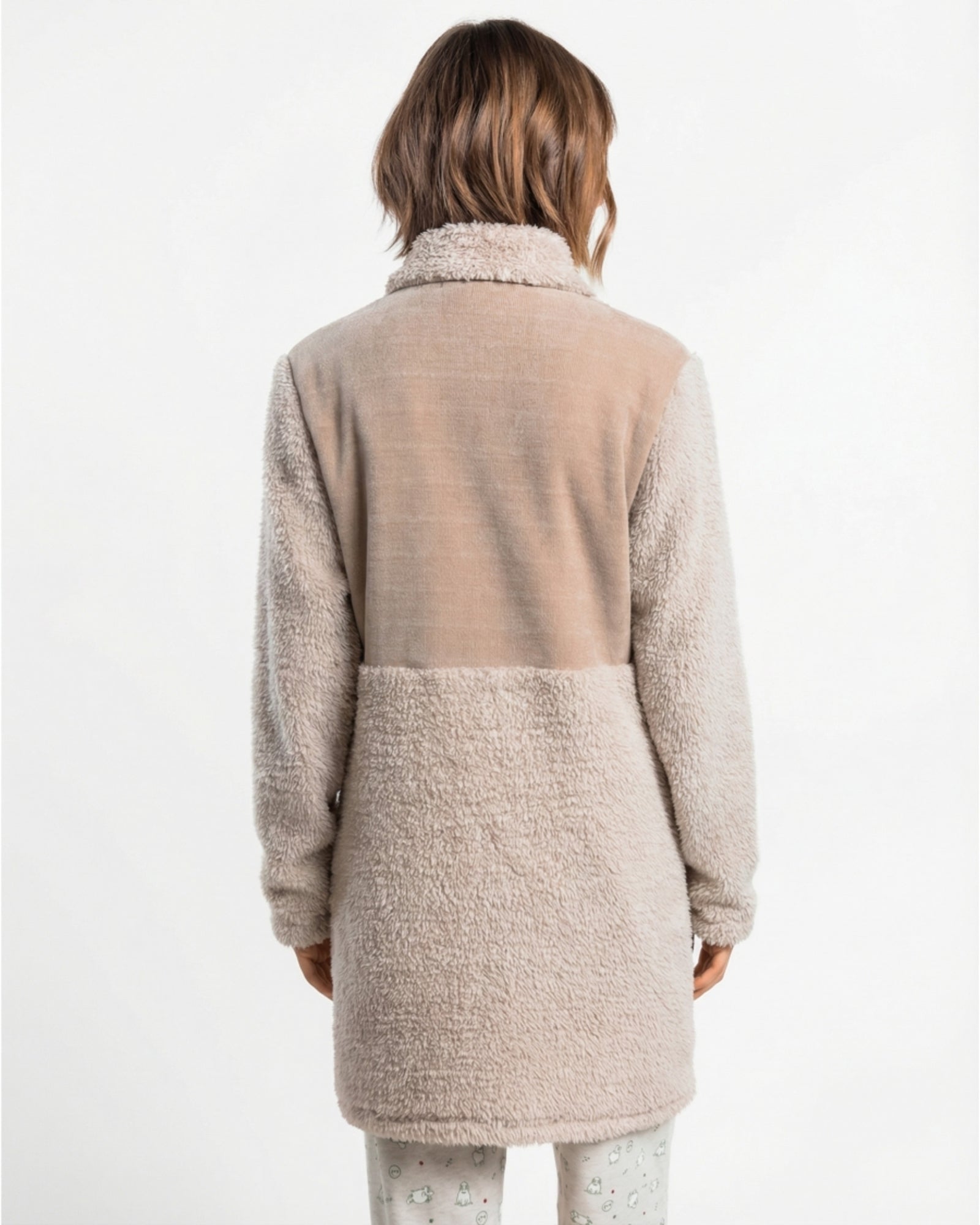 Retro della vestaglia donna Admas in coral fleece beige Art. 67391