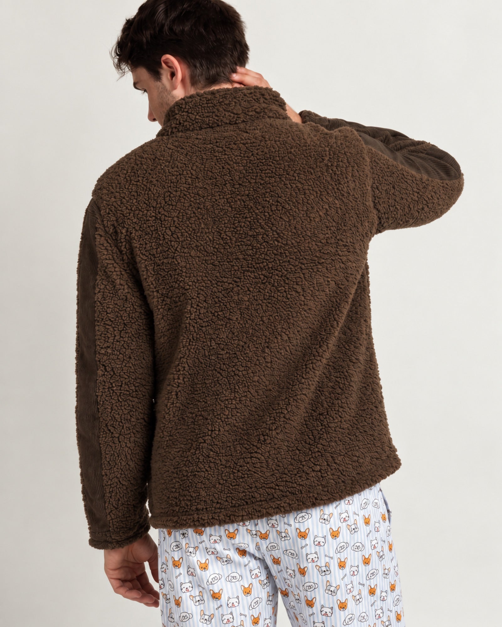 Retro della vestaglia uomo Admas in pile sherpa marrone Art. 67428