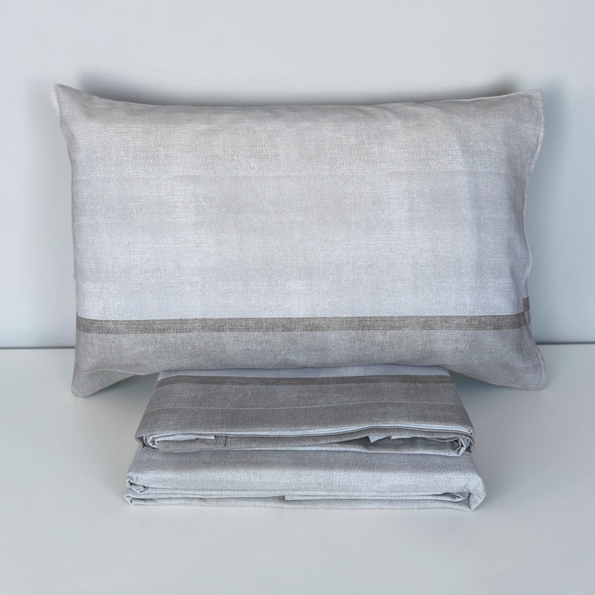 Federa e lenzuola Zambaiti Plain grigio in flanella matrimoniale