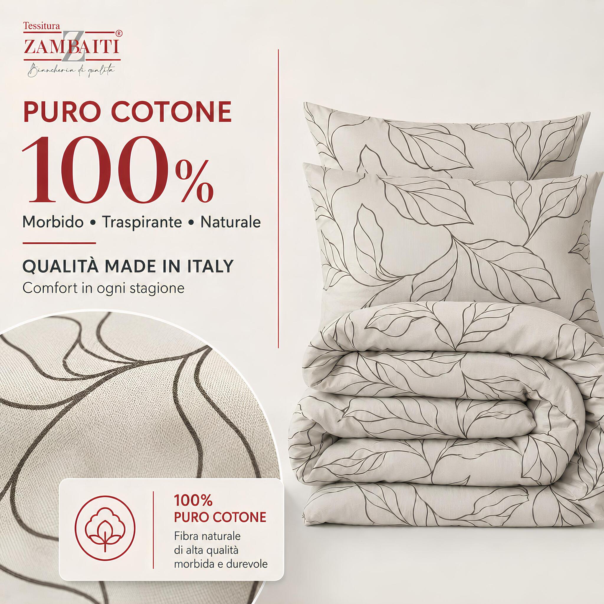 Parure Zambaiti Prion tortora in 100% puro cotone Made in Italy