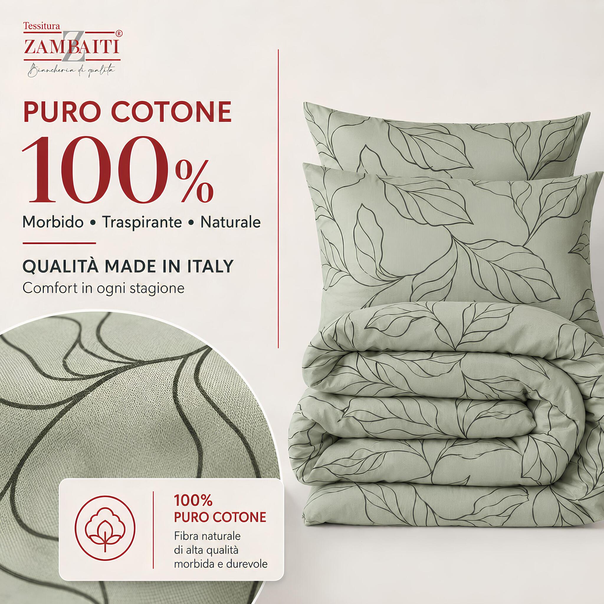 Parure Zambaiti Prion verde in 100% puro cotone Made in Italy
