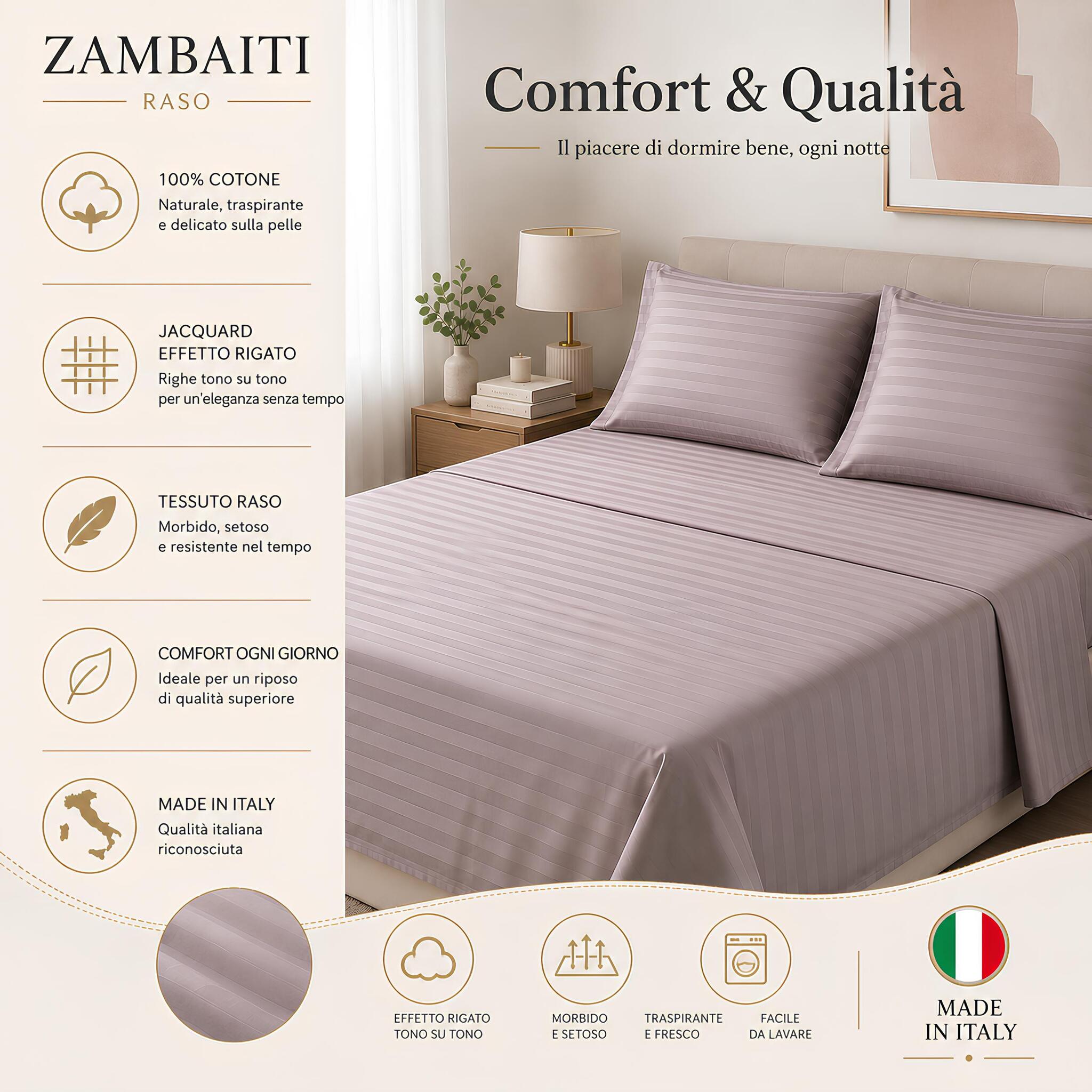 Completo Zambaiti Raso tortora in cotone jacquard rigato Made in Italy